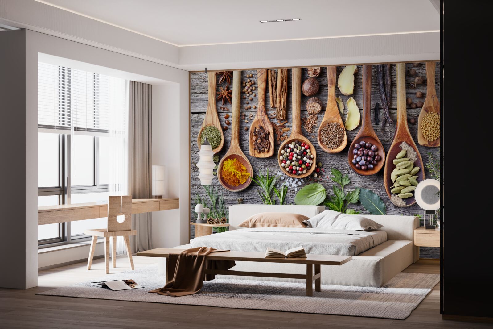 Papier peint épices multicolores dégageant un arôme