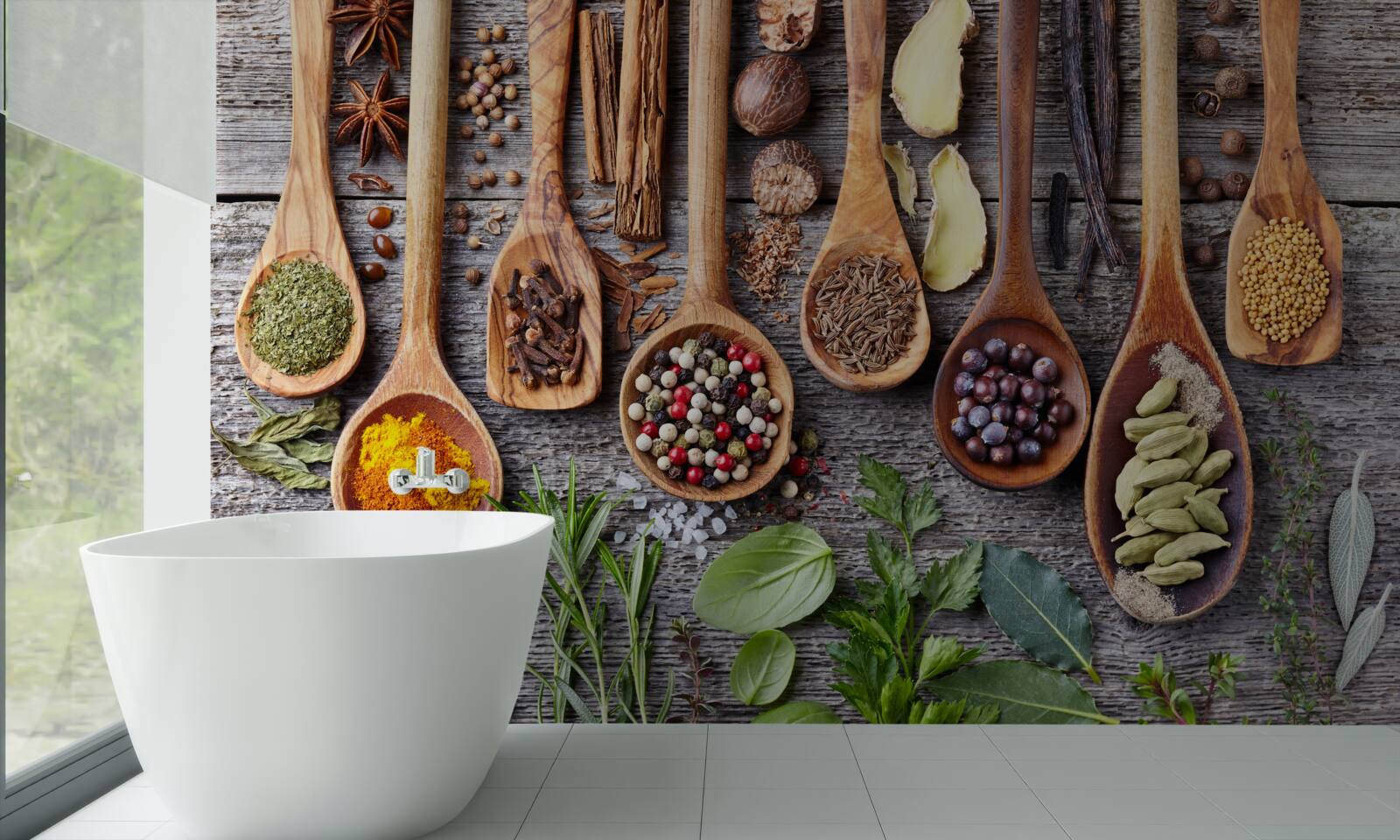 Papier peint épices multicolores dégageant un arôme