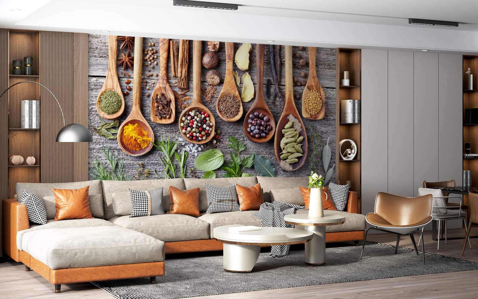 Papier peint épices multicolores dégageant un arôme