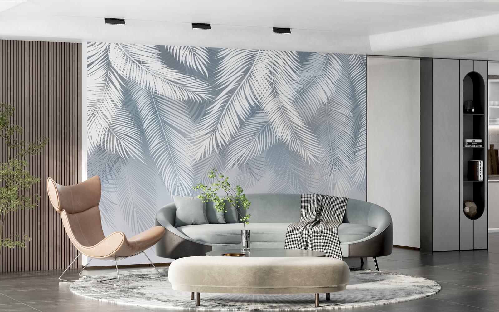 Papier peint feuilles en forme de plumes, pendantes