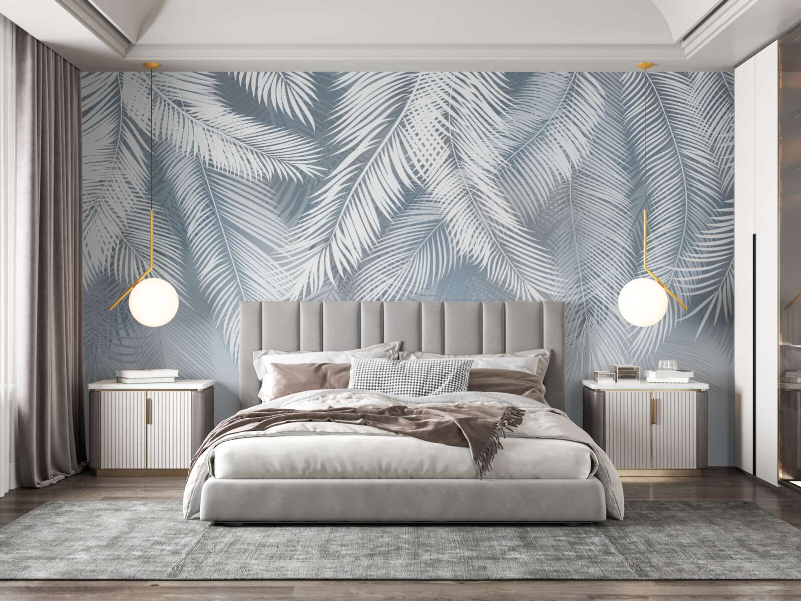 Papier peint feuilles en forme de plumes, pendantes