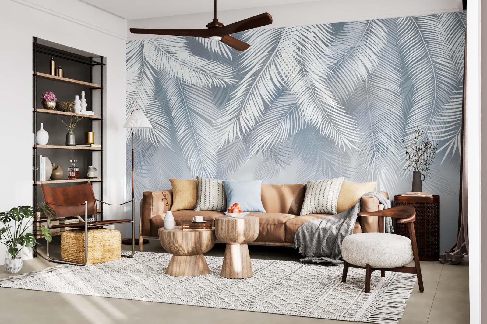 Papier peint feuilles en forme de plumes, pendantes