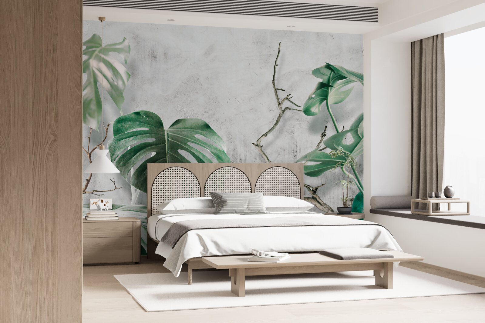 Papier peint monstres tropicaux avec branches vertes