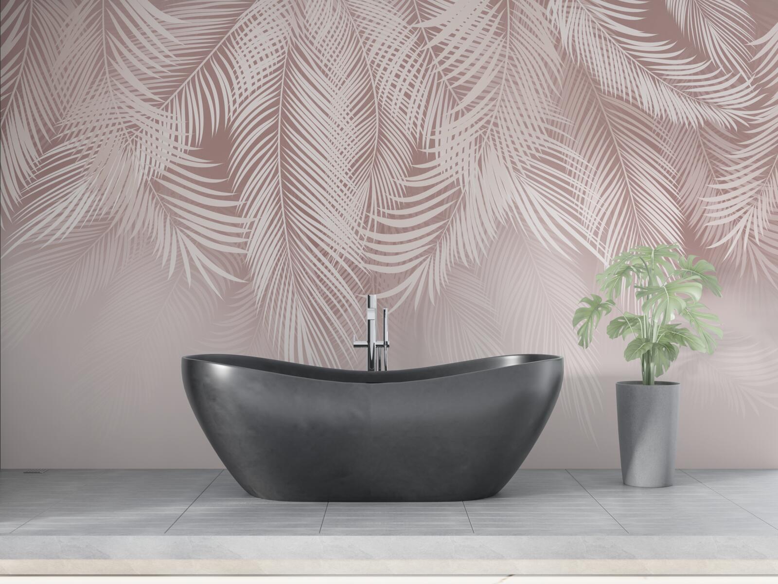 Papier peint des feuilles de palmier pâles pendent