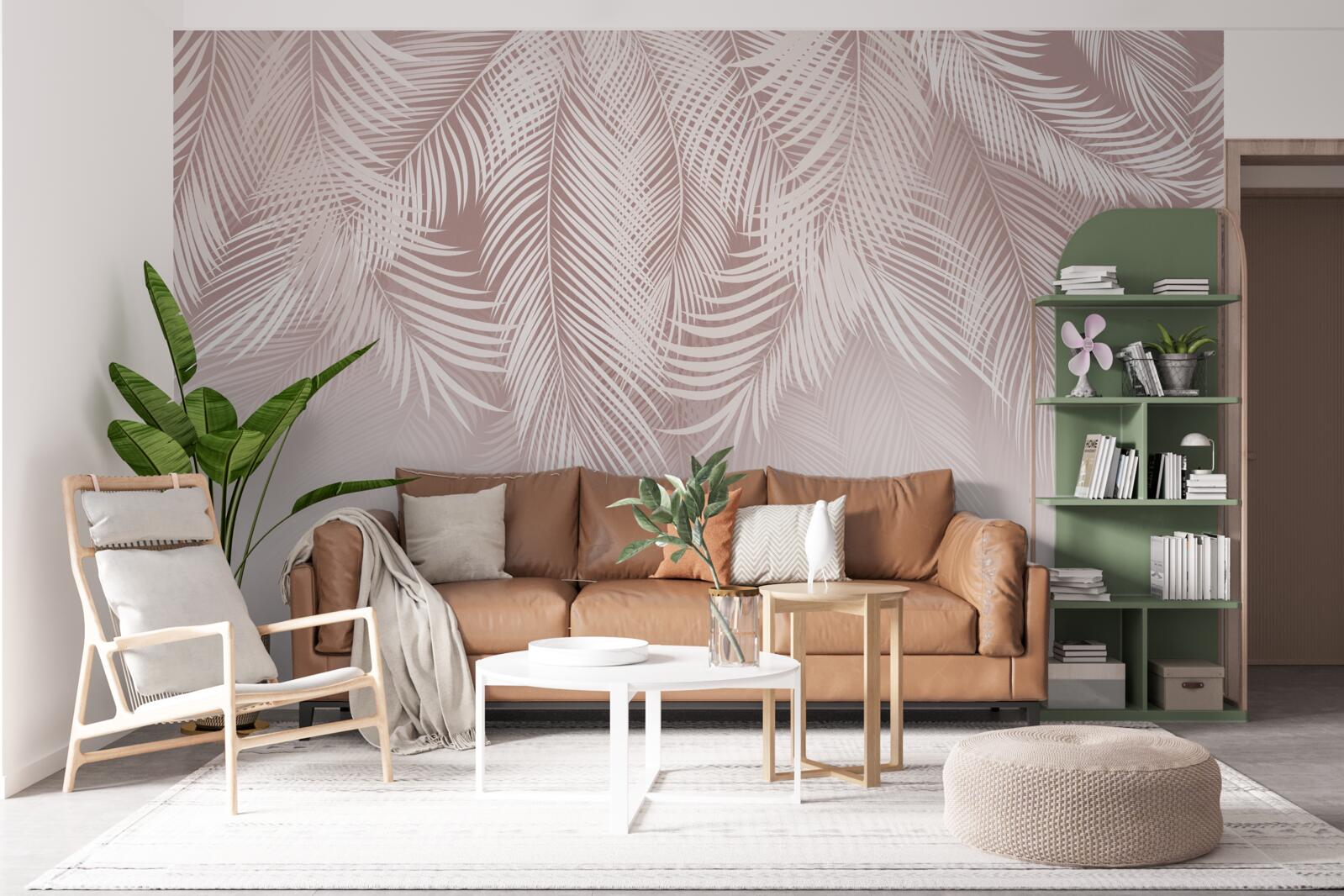 Papier peint des feuilles de palmier pâles pendent