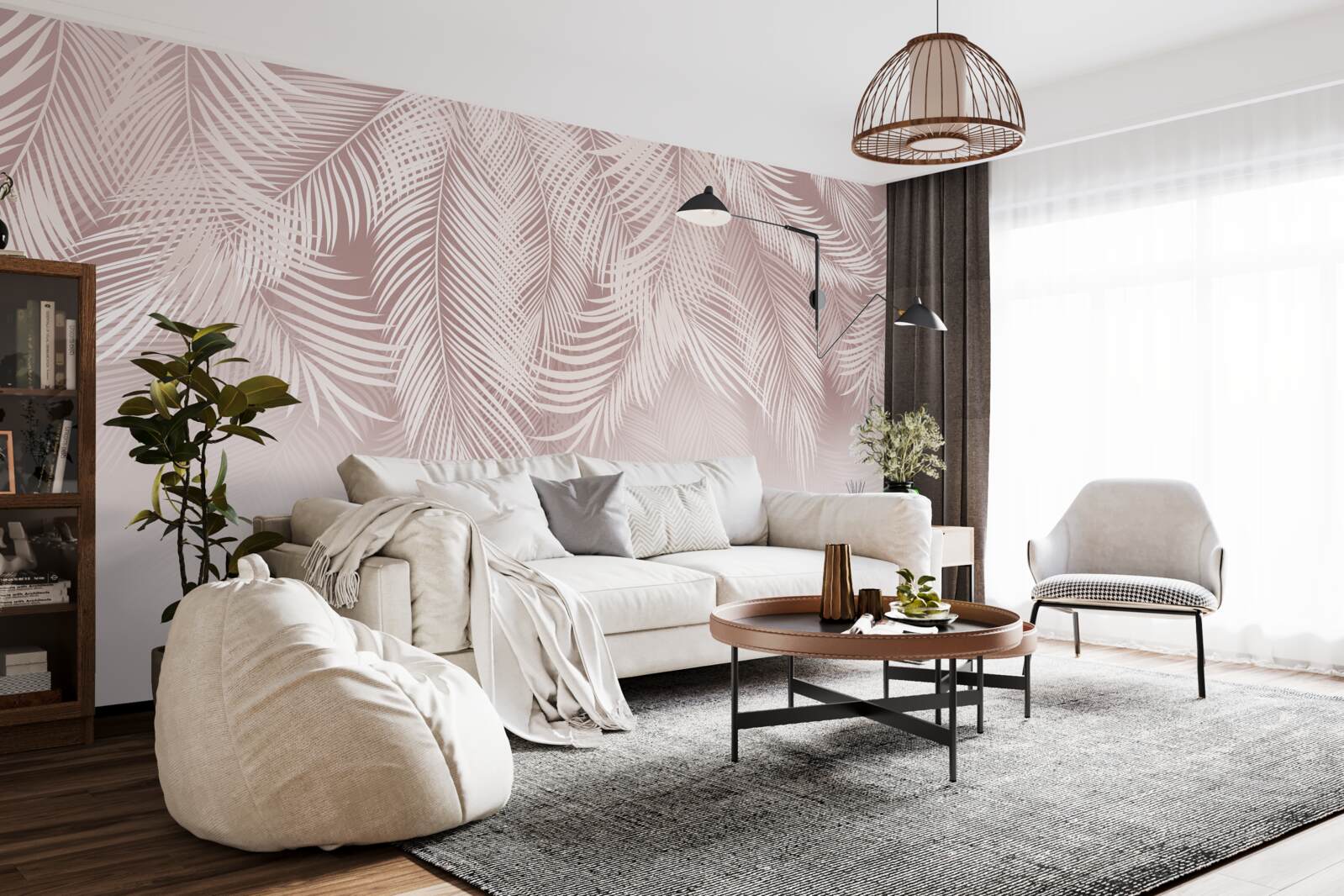 Papier peint des feuilles de palmier pâles pendent