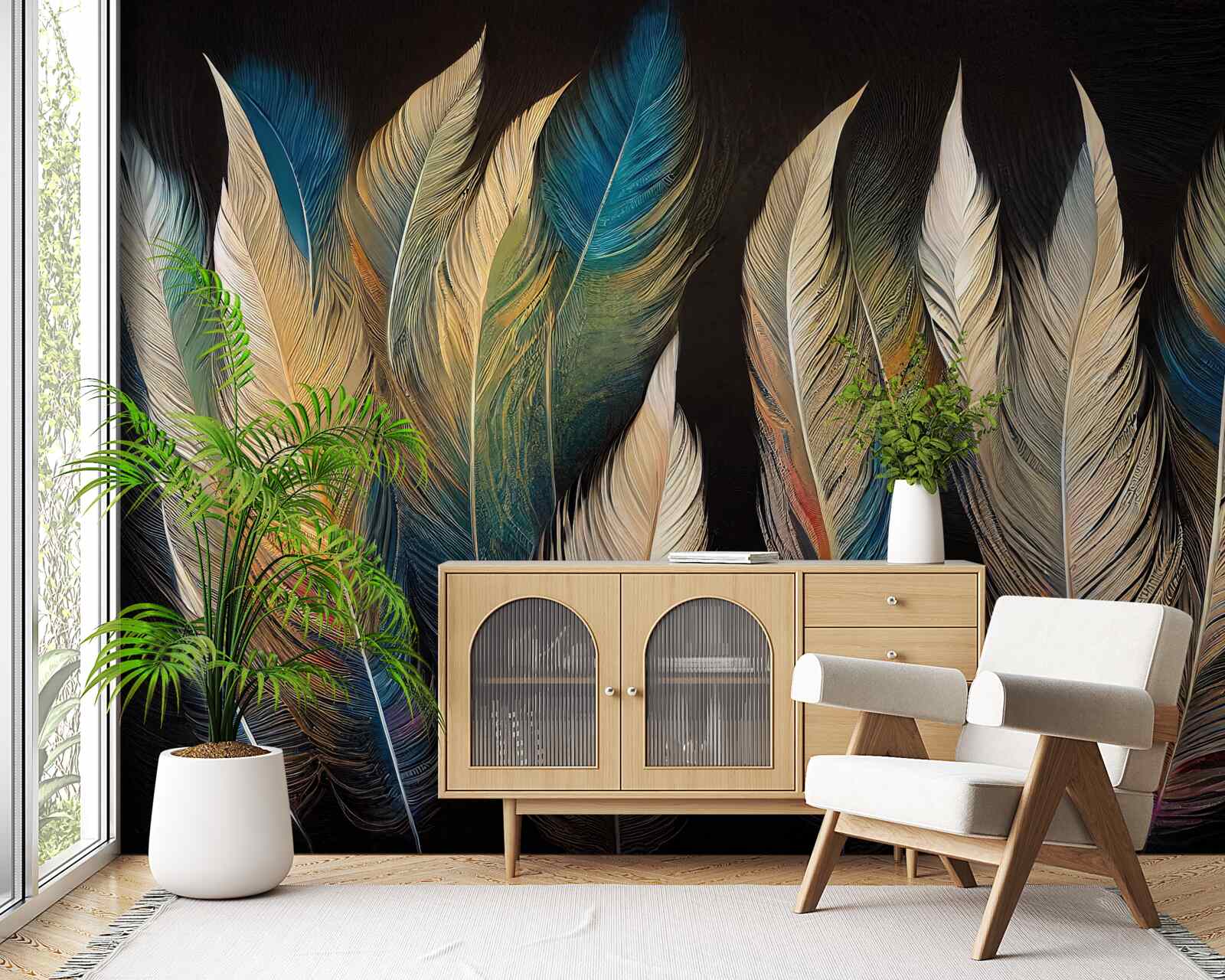 Papier peint structure en plumes d'oiseaux