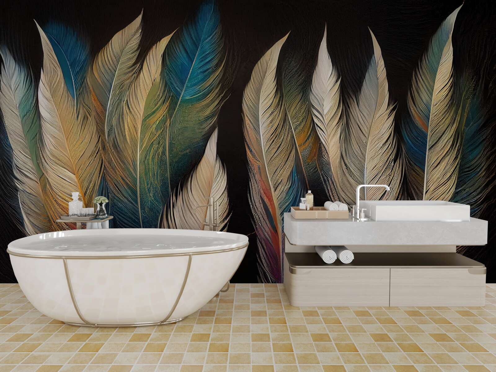 Papier peint structure en plumes d'oiseaux