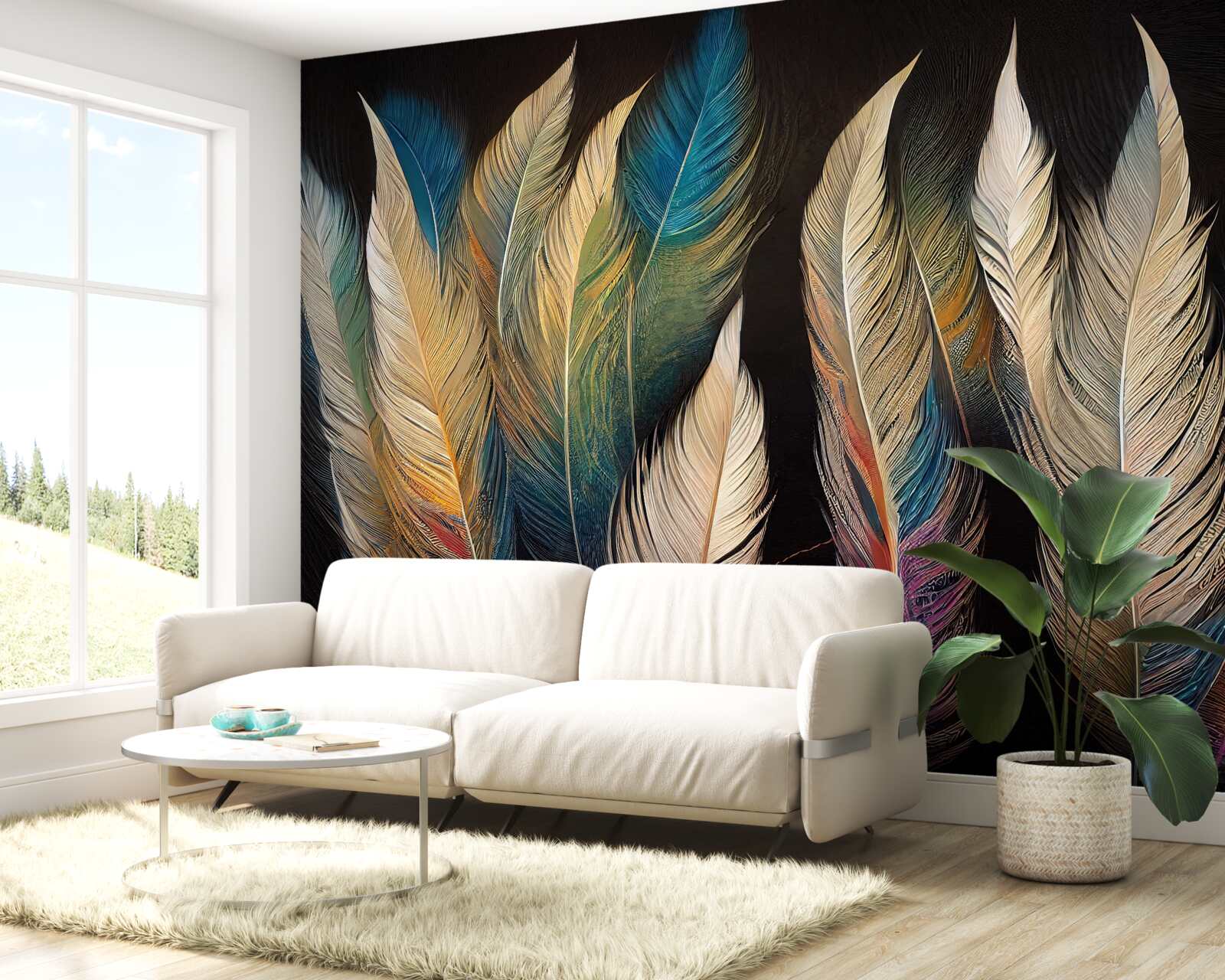 Papier peint structure en plumes d'oiseaux