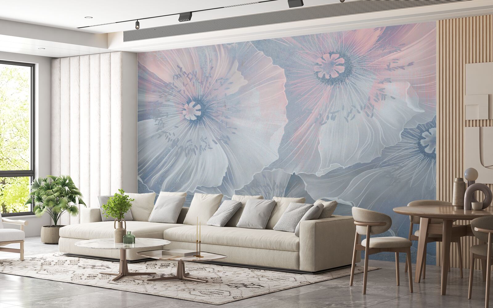 Papier peint image de fond avec des coquelicots changeant de couleur comme des caméléons