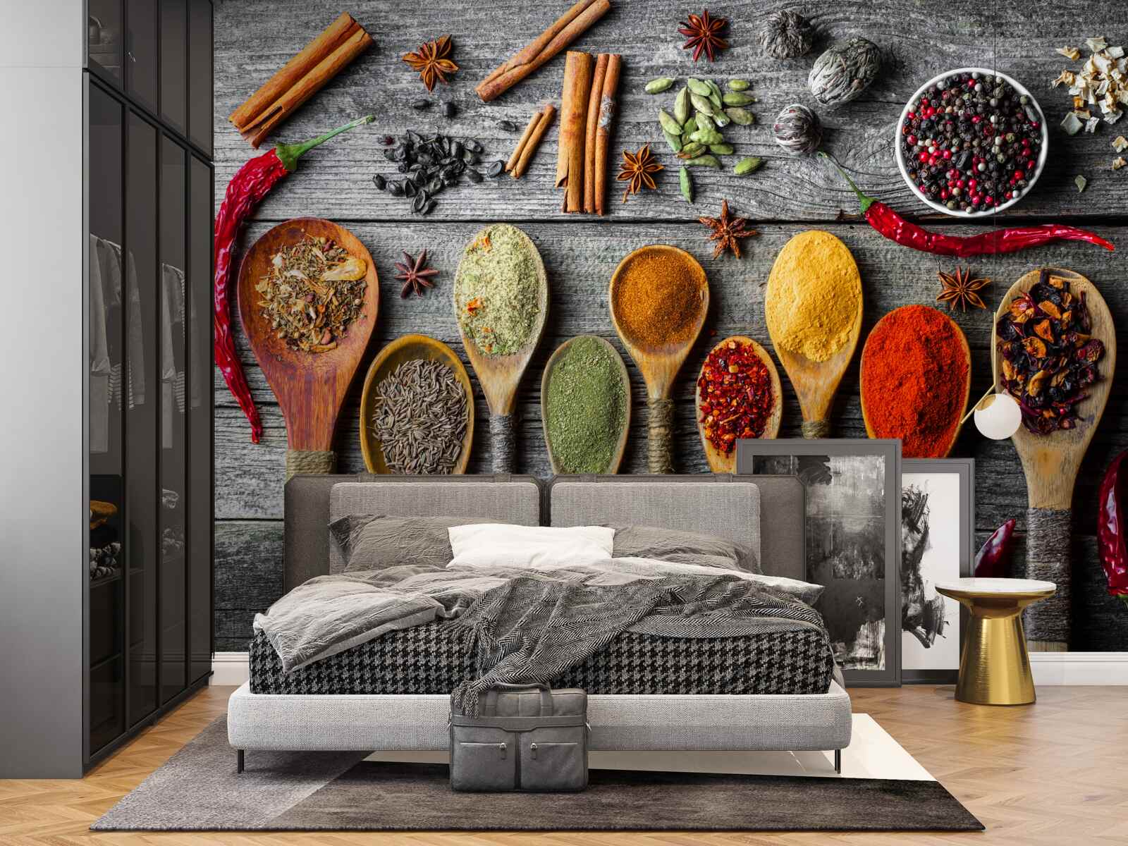 Papier peint condiments légers dans les couverts