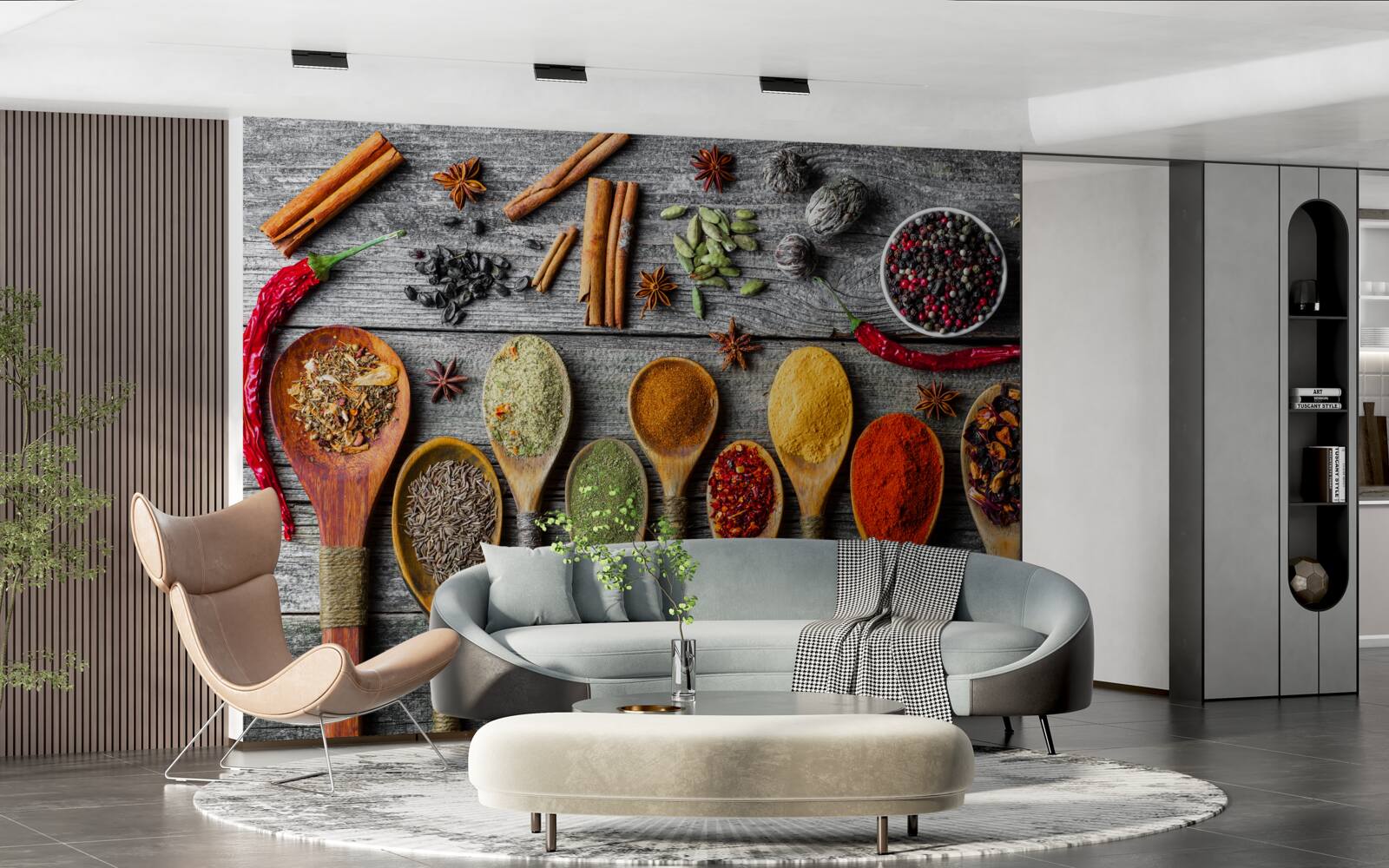 Papier peint condiments légers dans les couverts