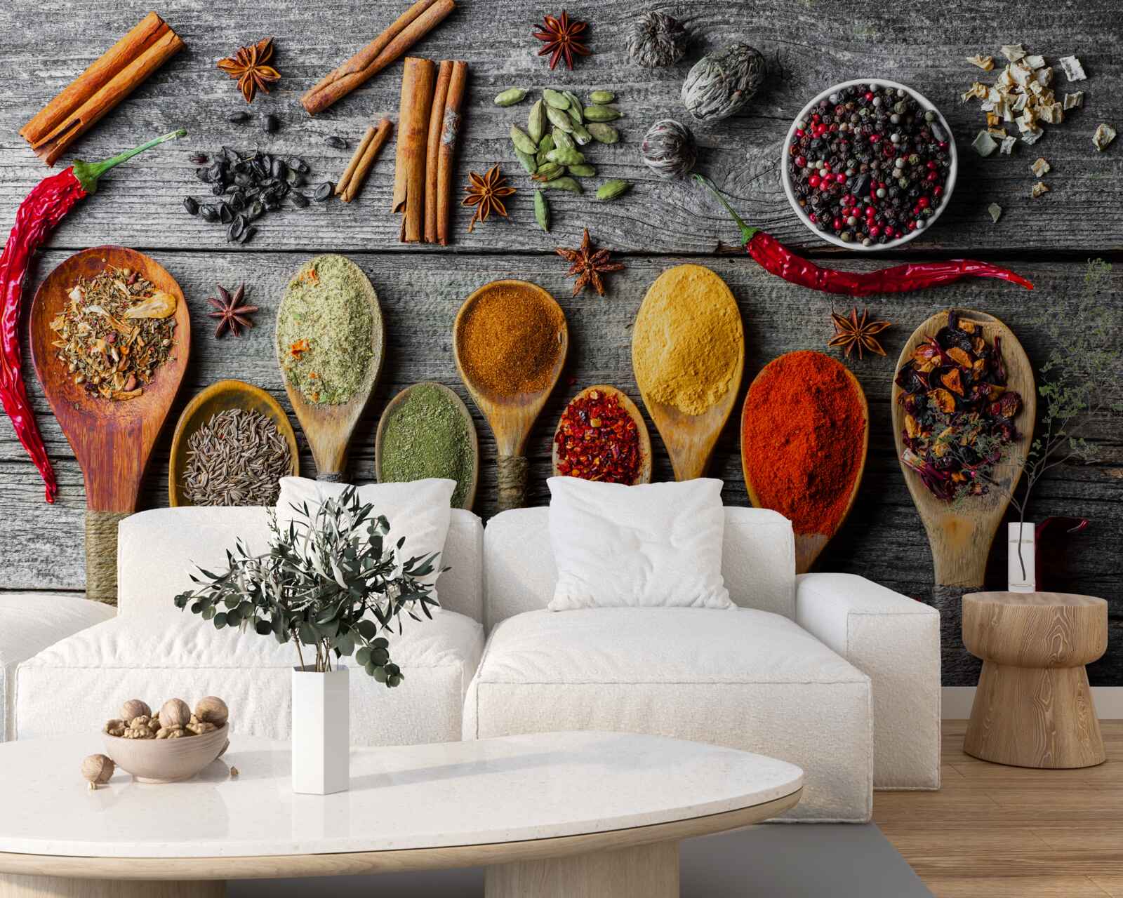 Papier peint condiments légers dans les couverts