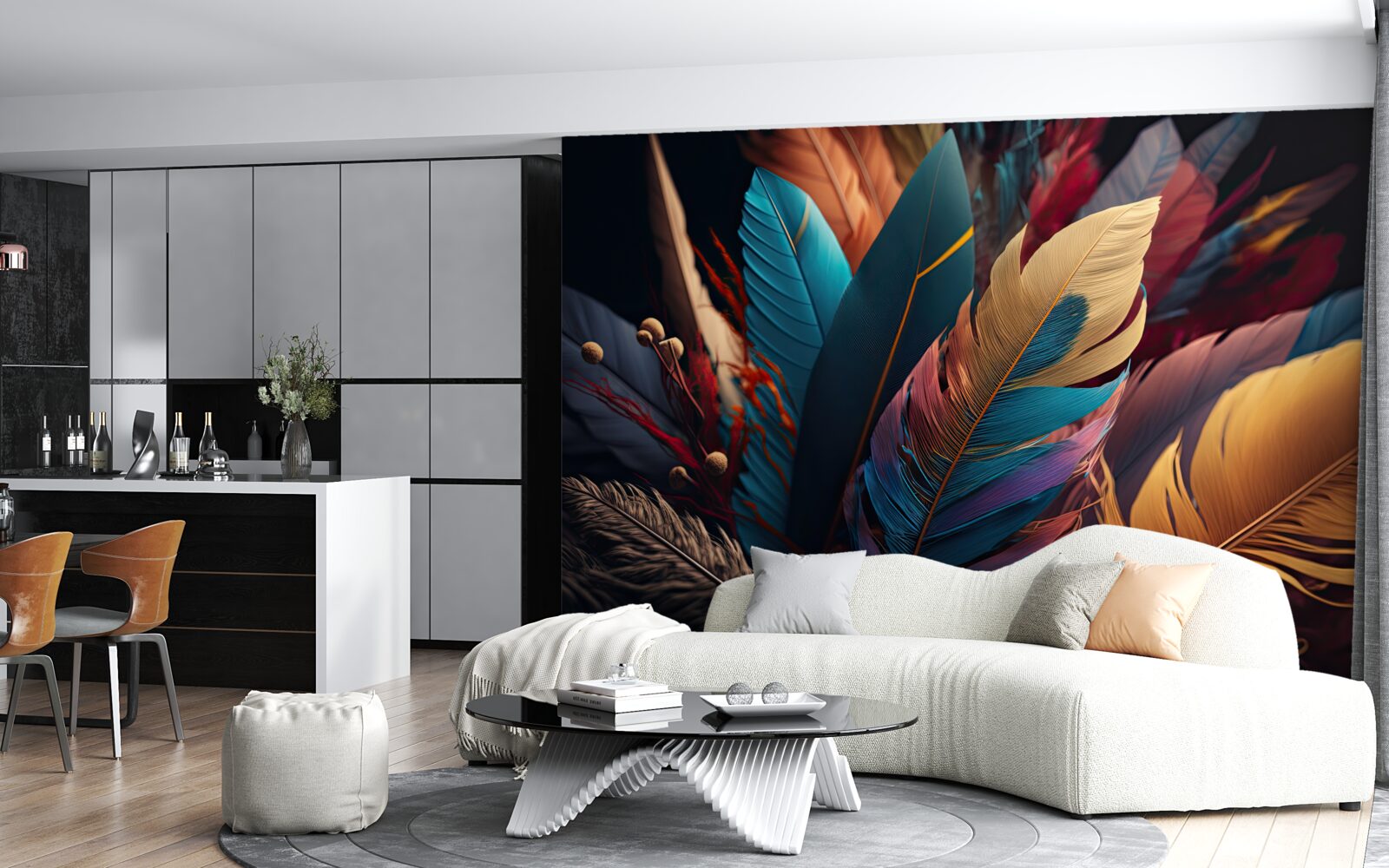 Papier peint plumage abstrait extravagant