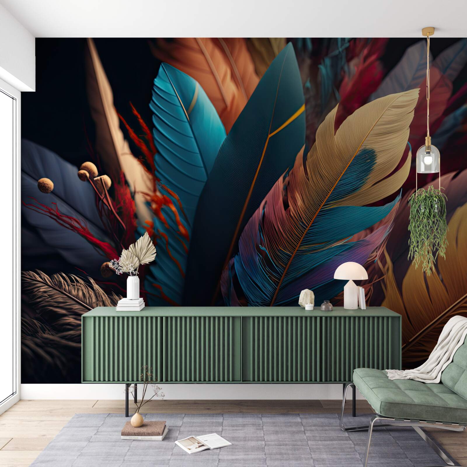 Papier peint plumage abstrait extravagant