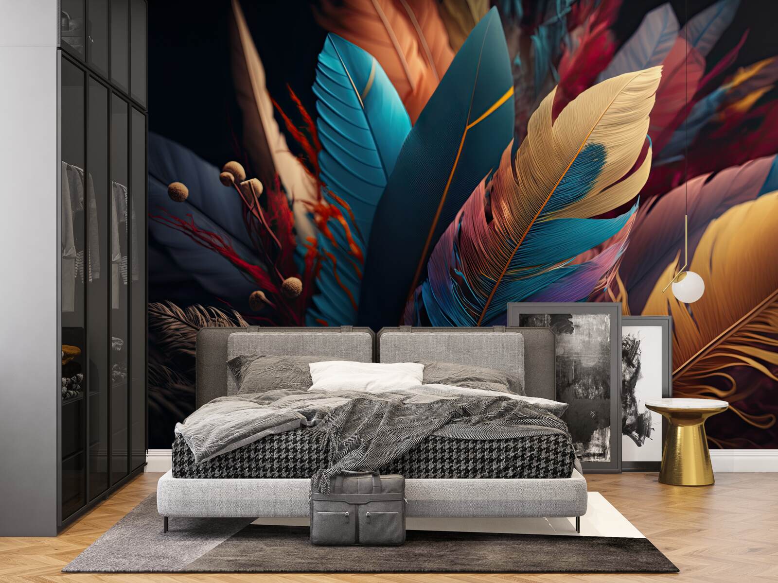 Papier peint plumage abstrait extravagant