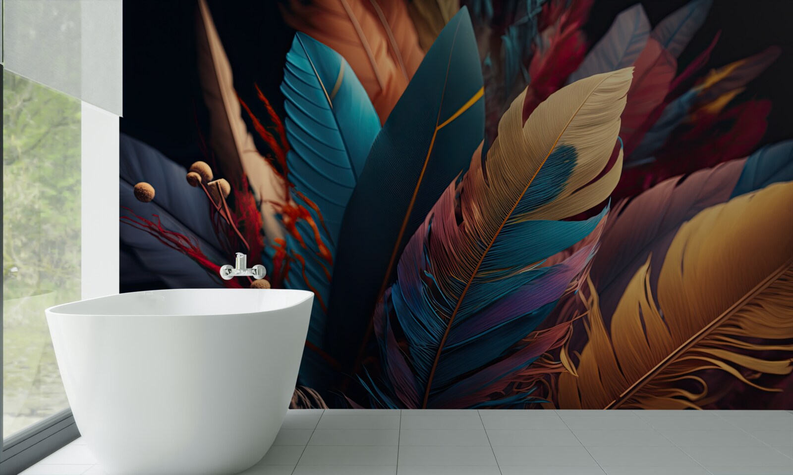 Papier peint plumage abstrait extravagant