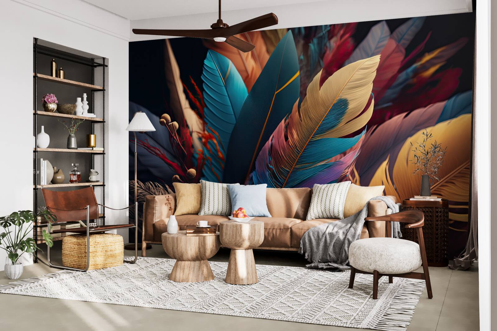 Papier peint plumage abstrait extravagant