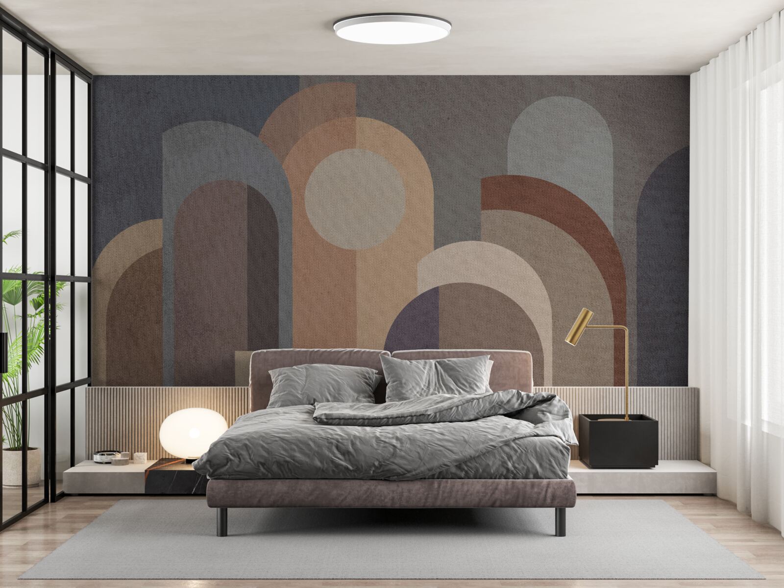 Papier peint image abstraite d'une forêt d'automne au crépuscule