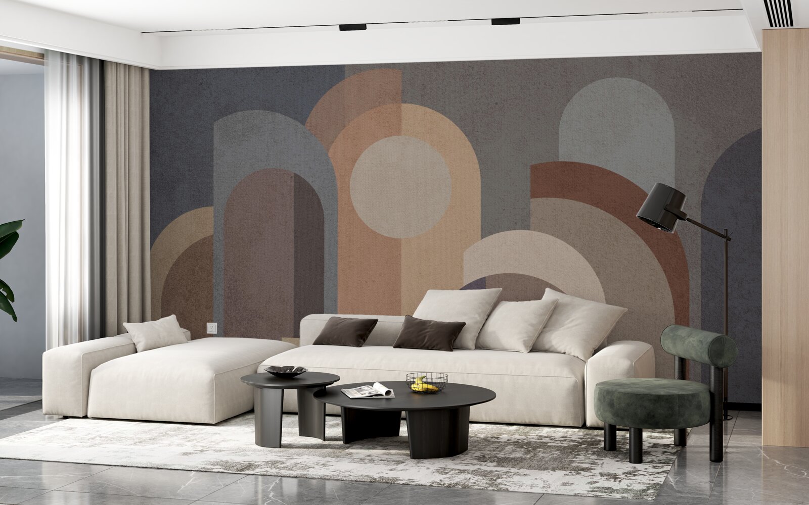 Papier peint image abstraite d'une forêt d'automne au crépuscule