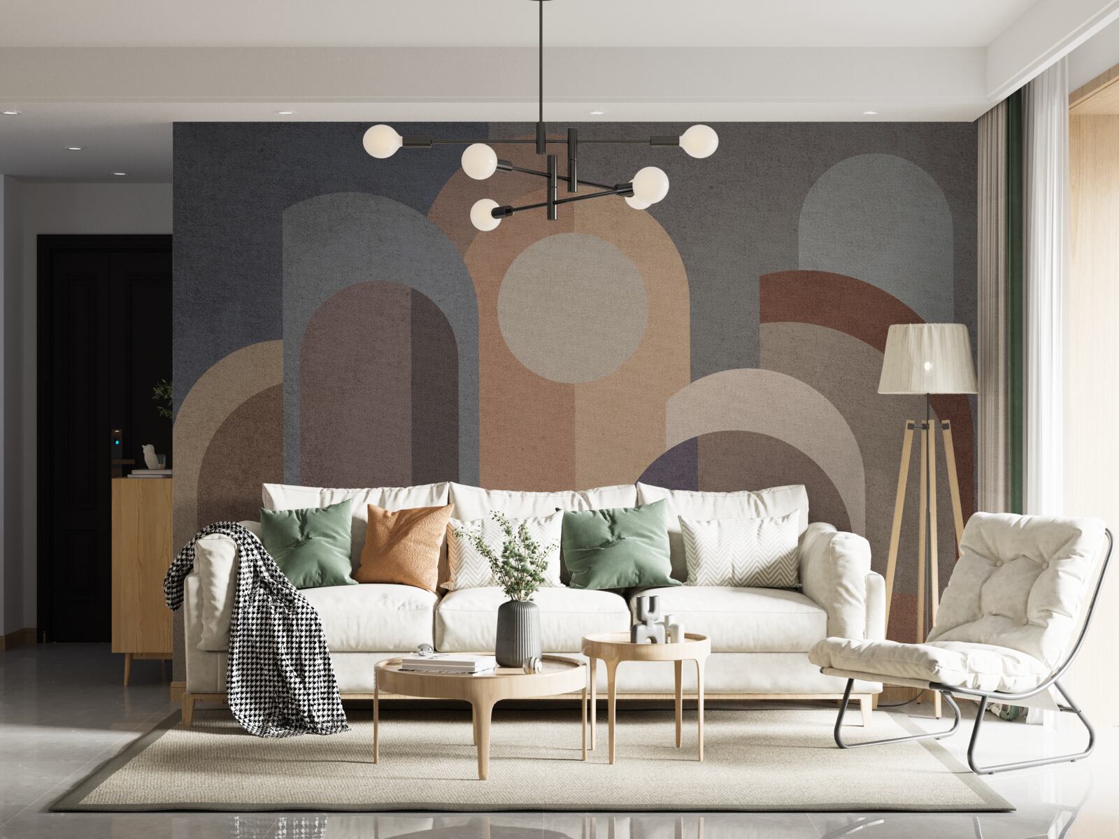 Papier peint image abstraite d'une forêt d'automne au crépuscule