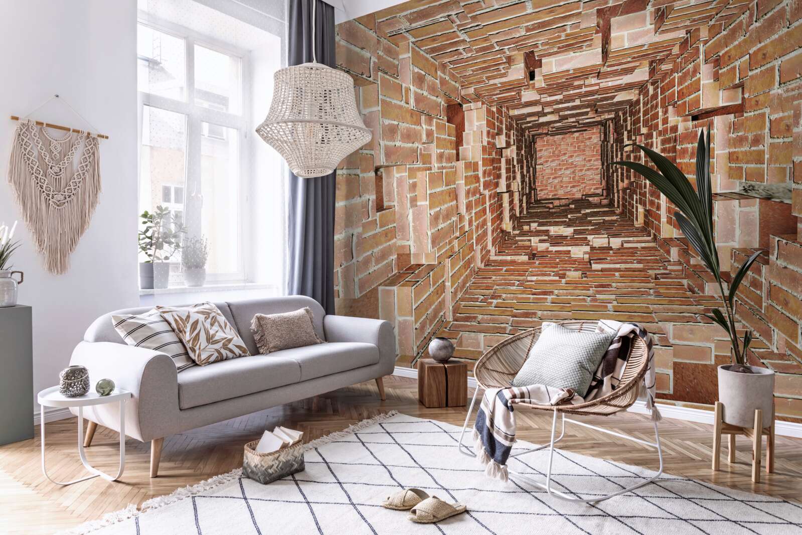 Papier peint puits de maçonnerie de format étroit