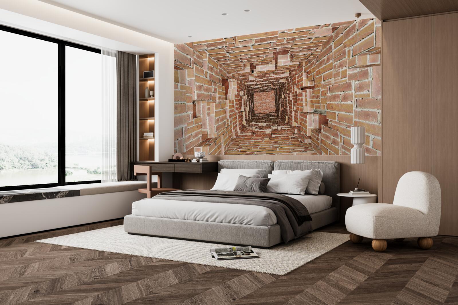 Papier peint puits de maçonnerie de format étroit