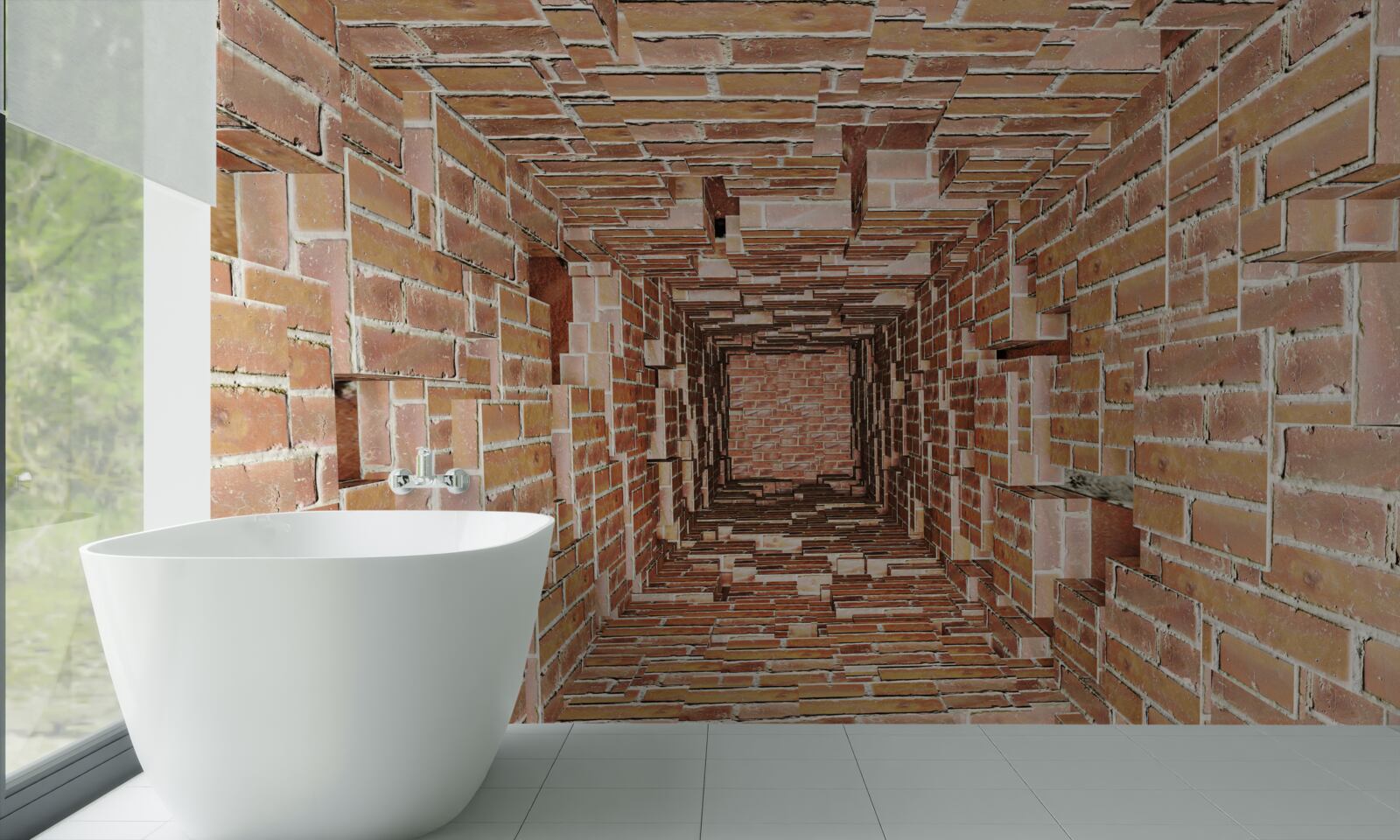 Papier peint puits de maçonnerie de format étroit