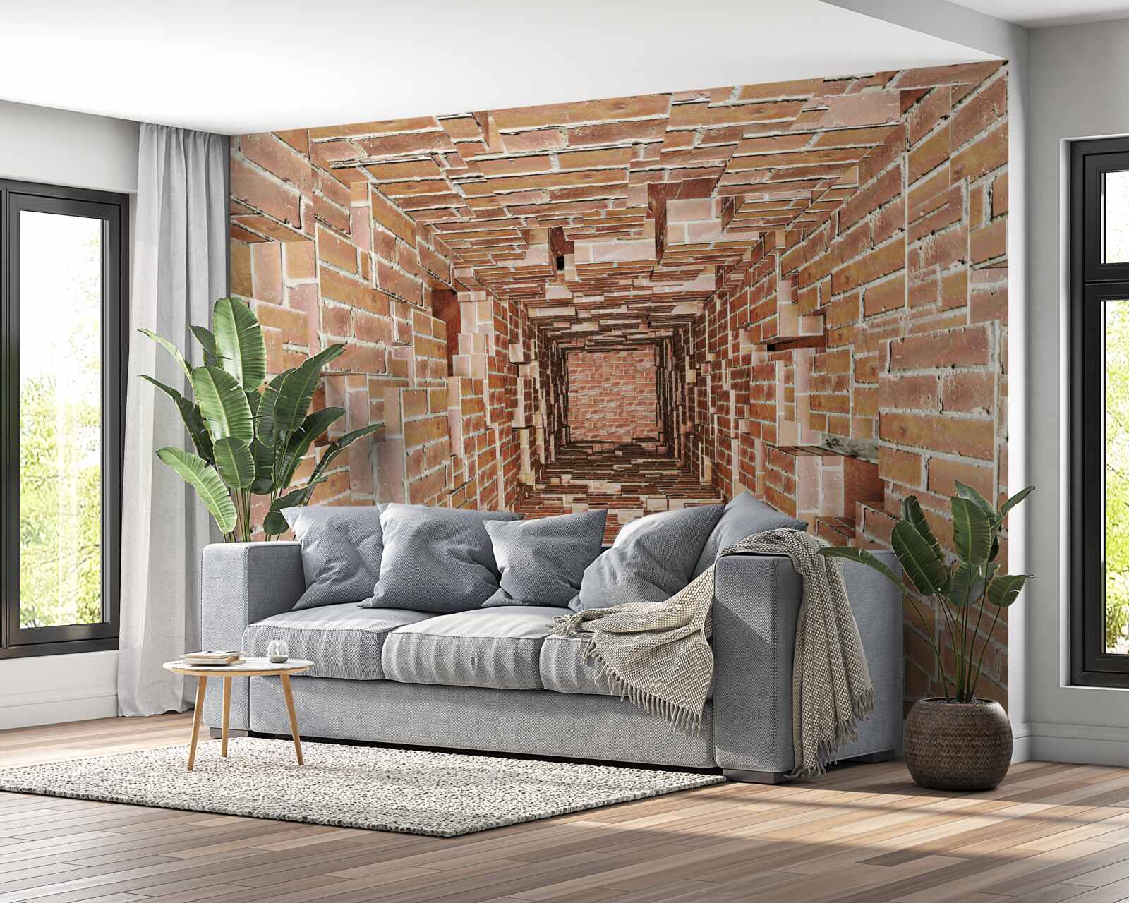 Papier peint puits de maçonnerie de format étroit