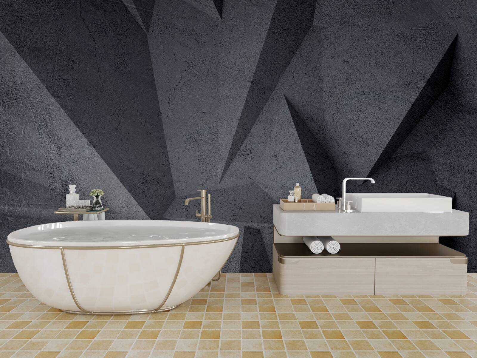 Papier peint sculptures en pierre en béton