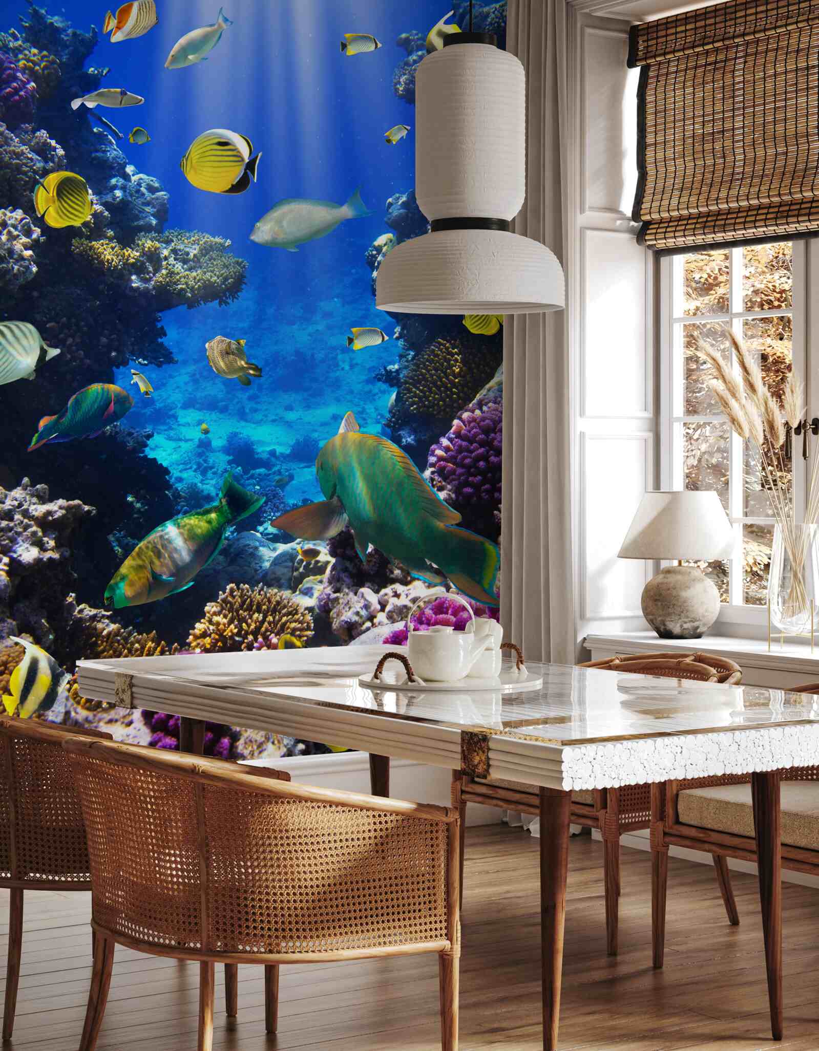 Papier peint les poissons des récifs coralliens de l'océan