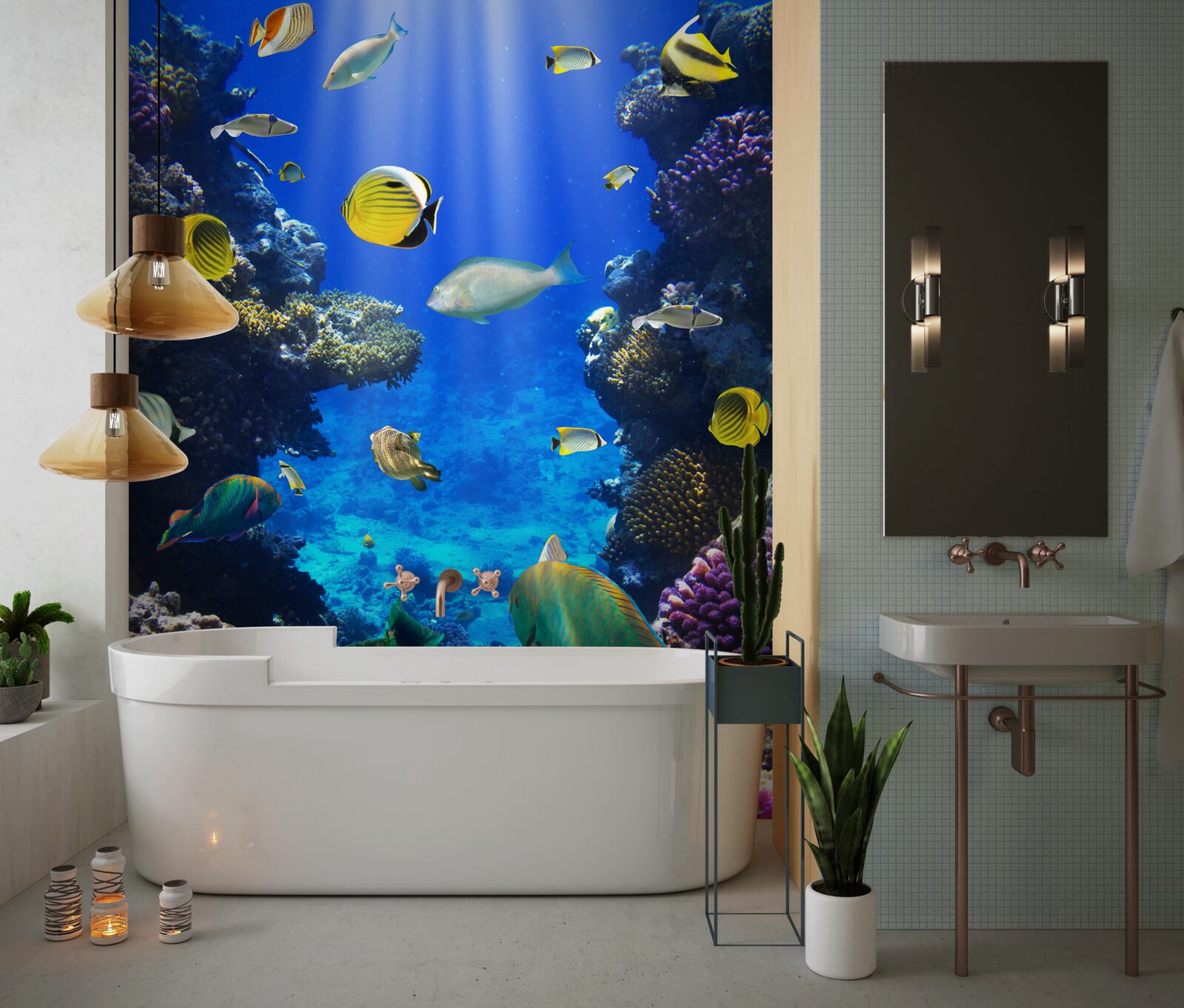 Papier peint les poissons des récifs coralliens de l'océan