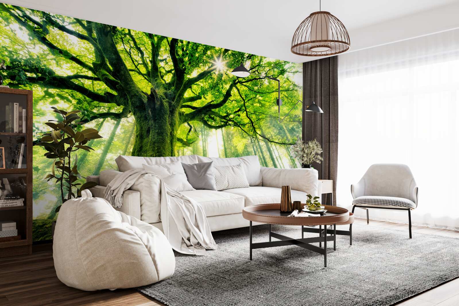 Papier peint l'arbre majestueux de l'existence salue le lever du soleil