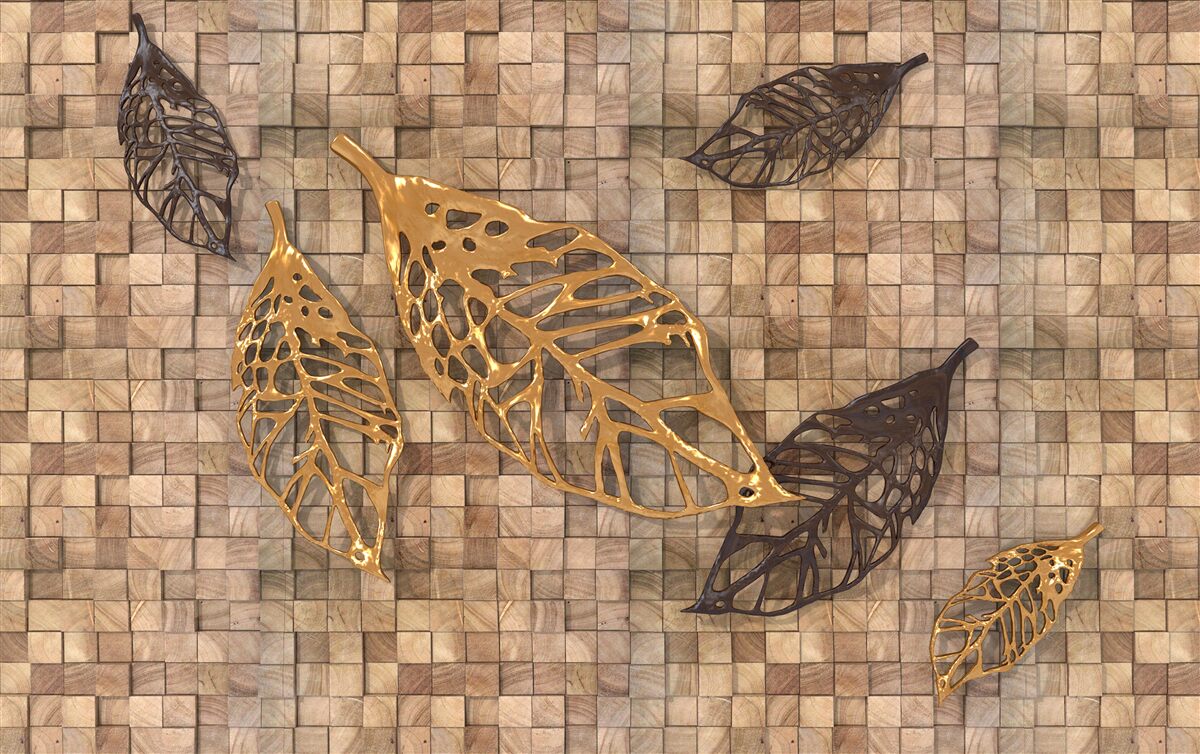 Papier peint la mosaïque est encadrée par des feuilles