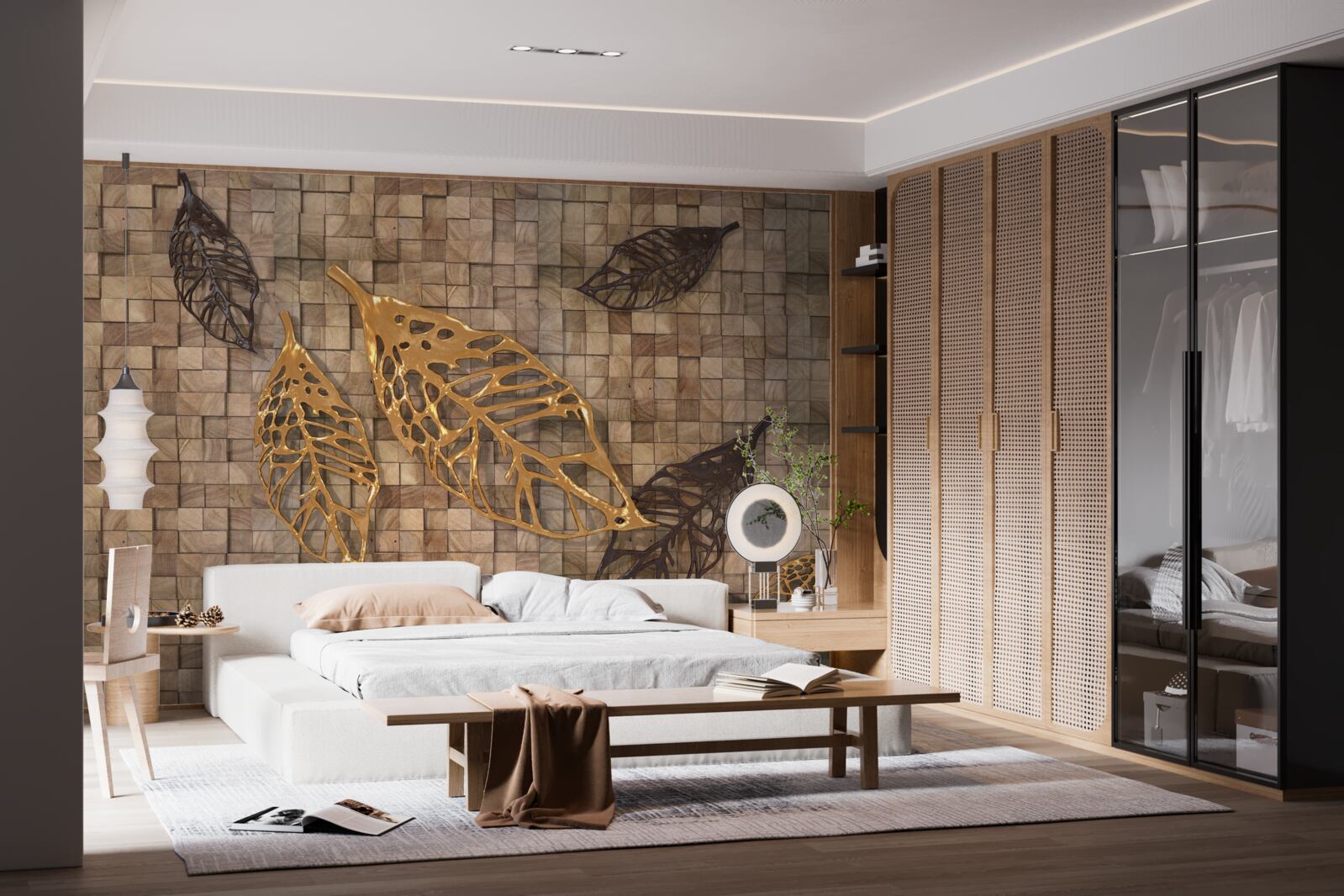 Papier peint la mosaïque est encadrée par des feuilles