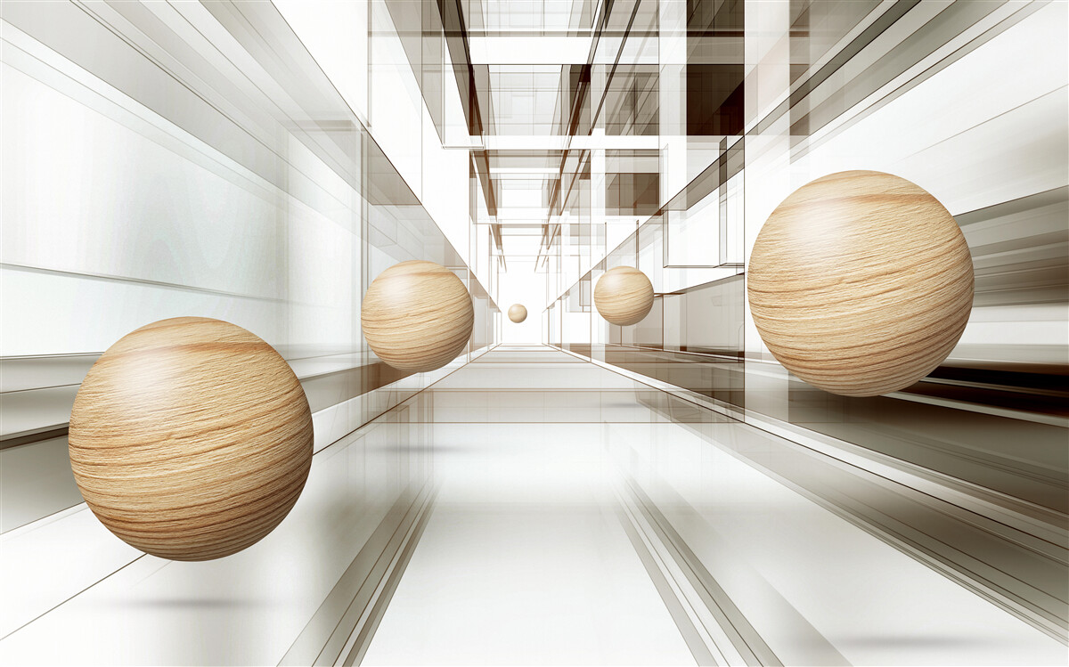 Papier peint boules de bois dans le tunnel pour l'optique