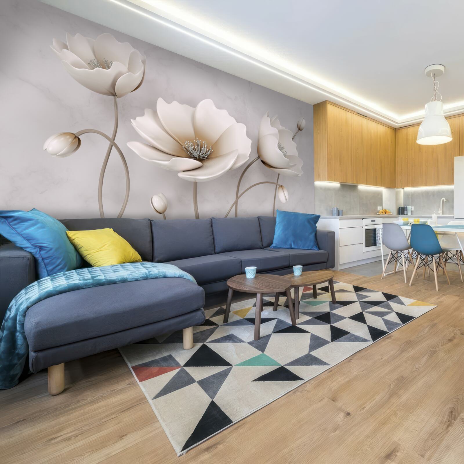 Papier peint de jolies fleurs blanches comme la neige