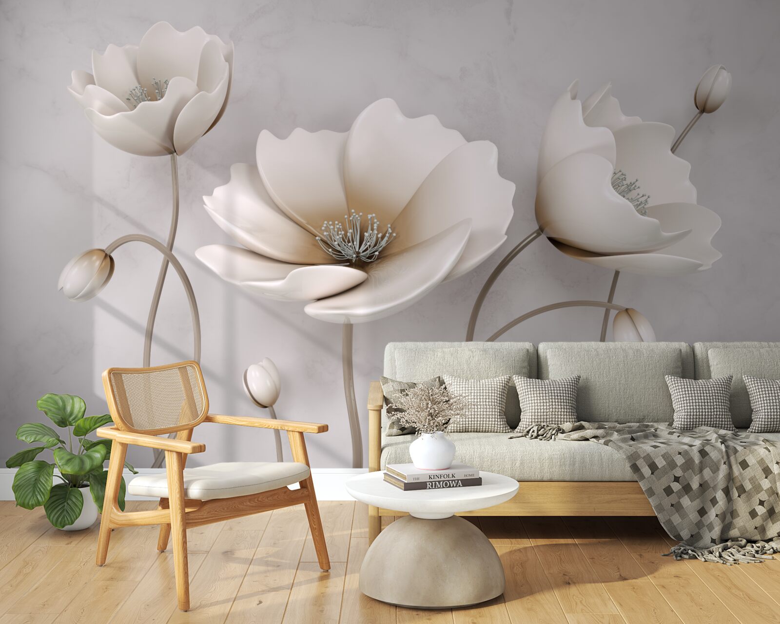 Papier peint de jolies fleurs blanches comme la neige