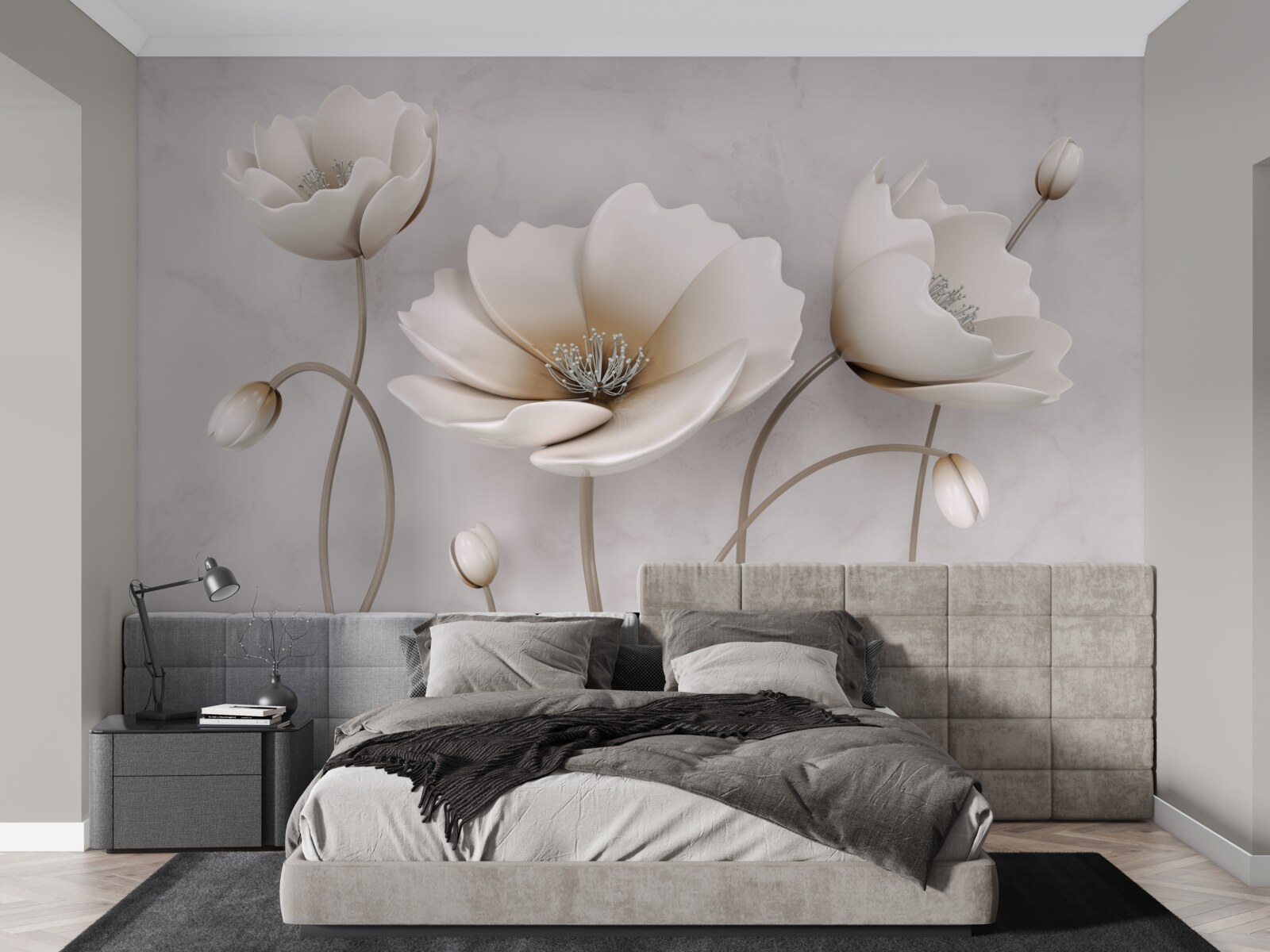 Papier peint de jolies fleurs blanches comme la neige