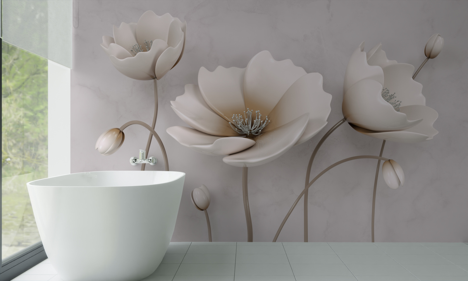 Papier peint de jolies fleurs blanches comme la neige