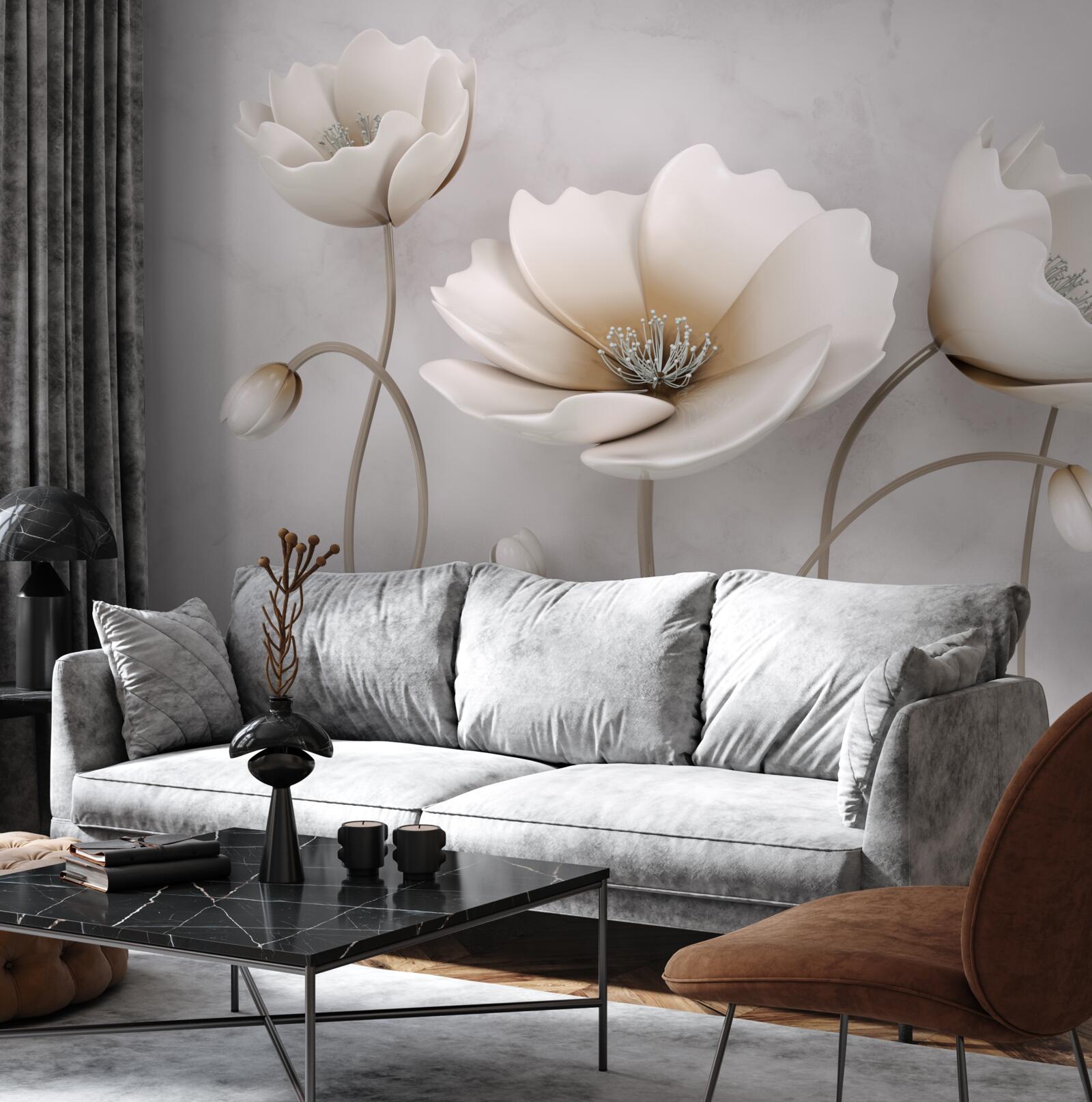 Papier peint de jolies fleurs blanches comme la neige