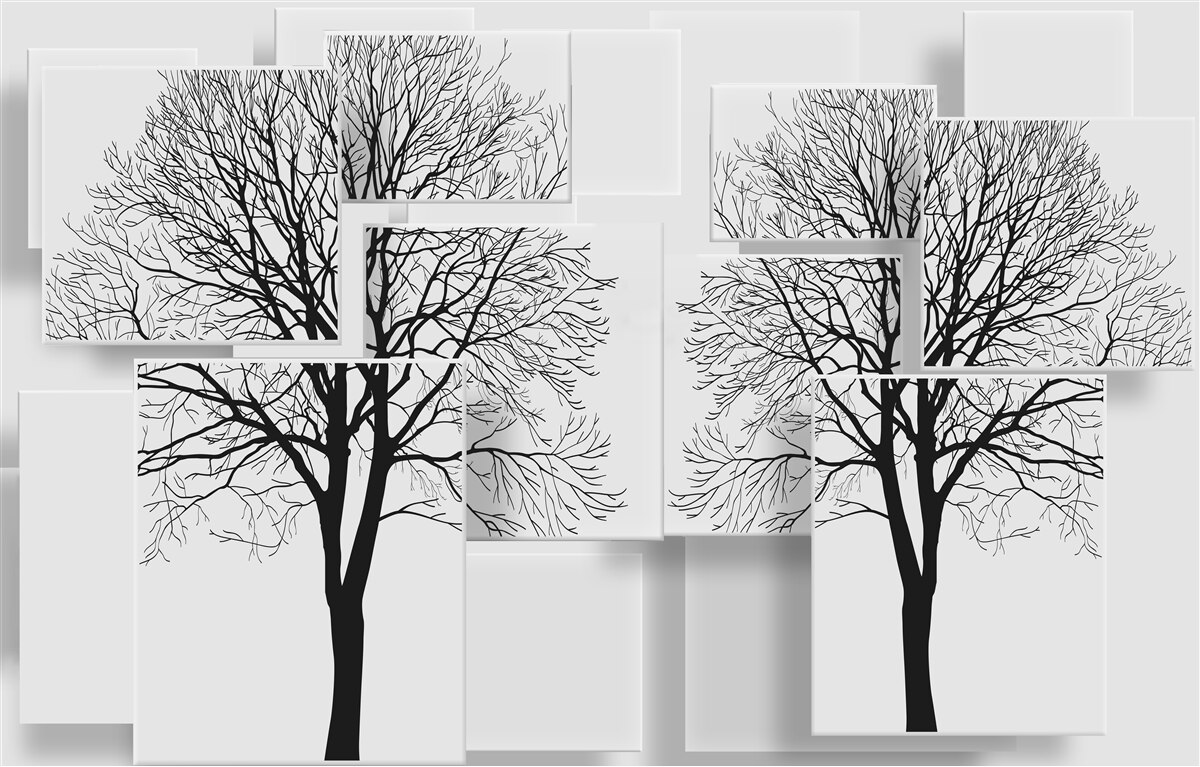 Papier peint deux arbres tombés sur un fond clair