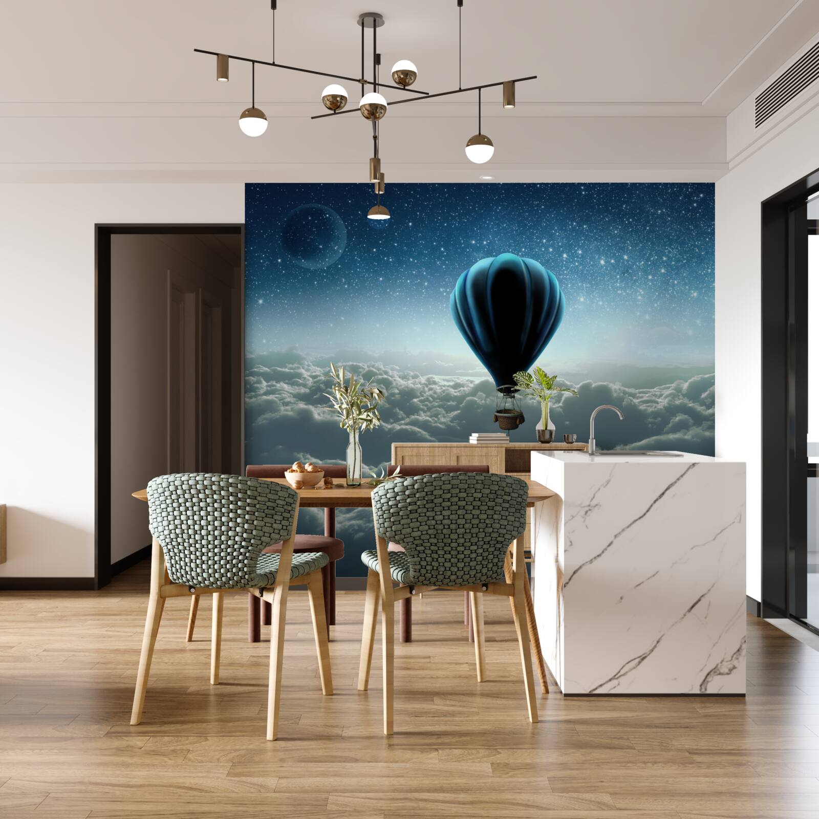 Papier peint dôme de ciel avec des étoiles sur un ballon