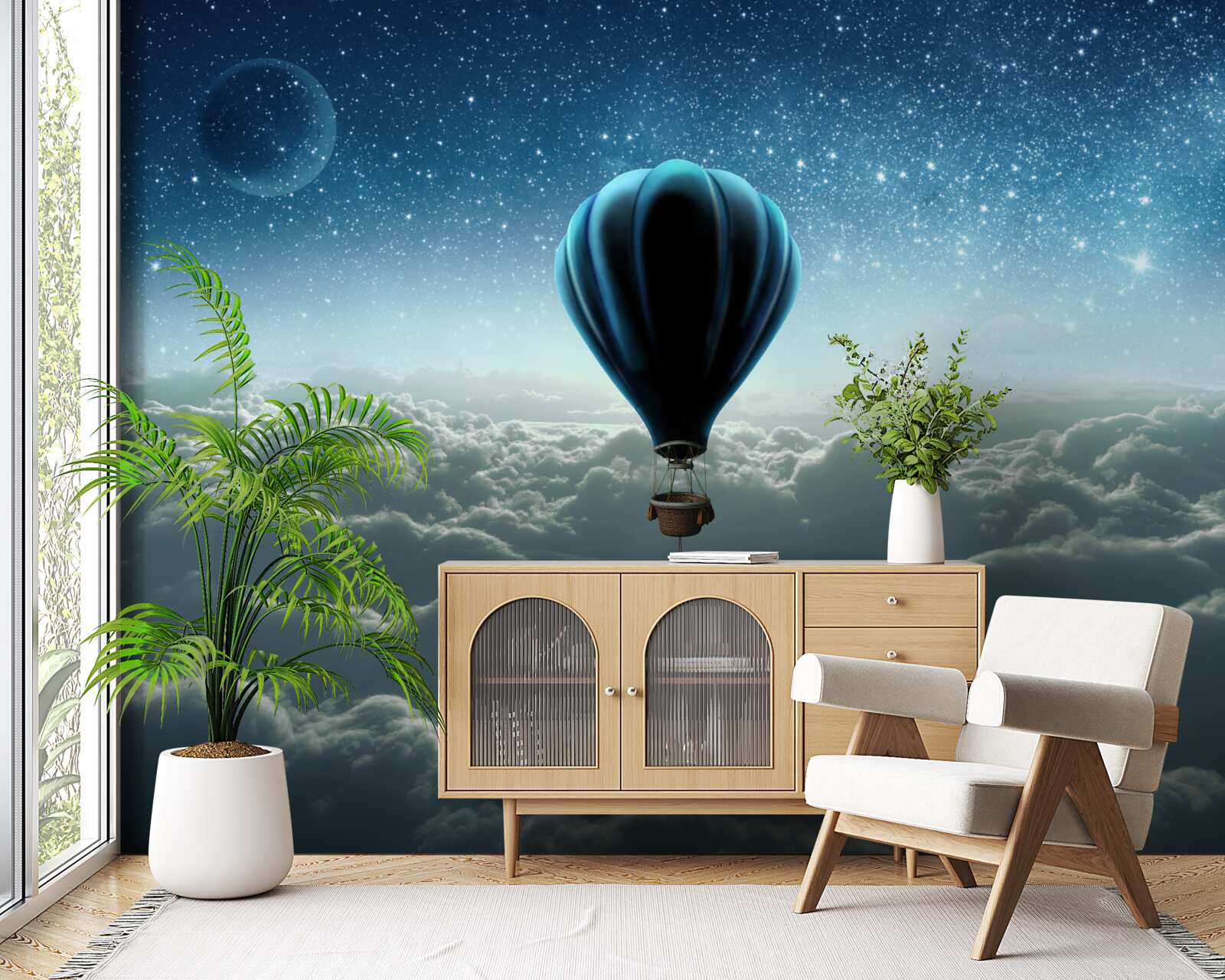 Papier peint dôme de ciel avec des étoiles sur un ballon