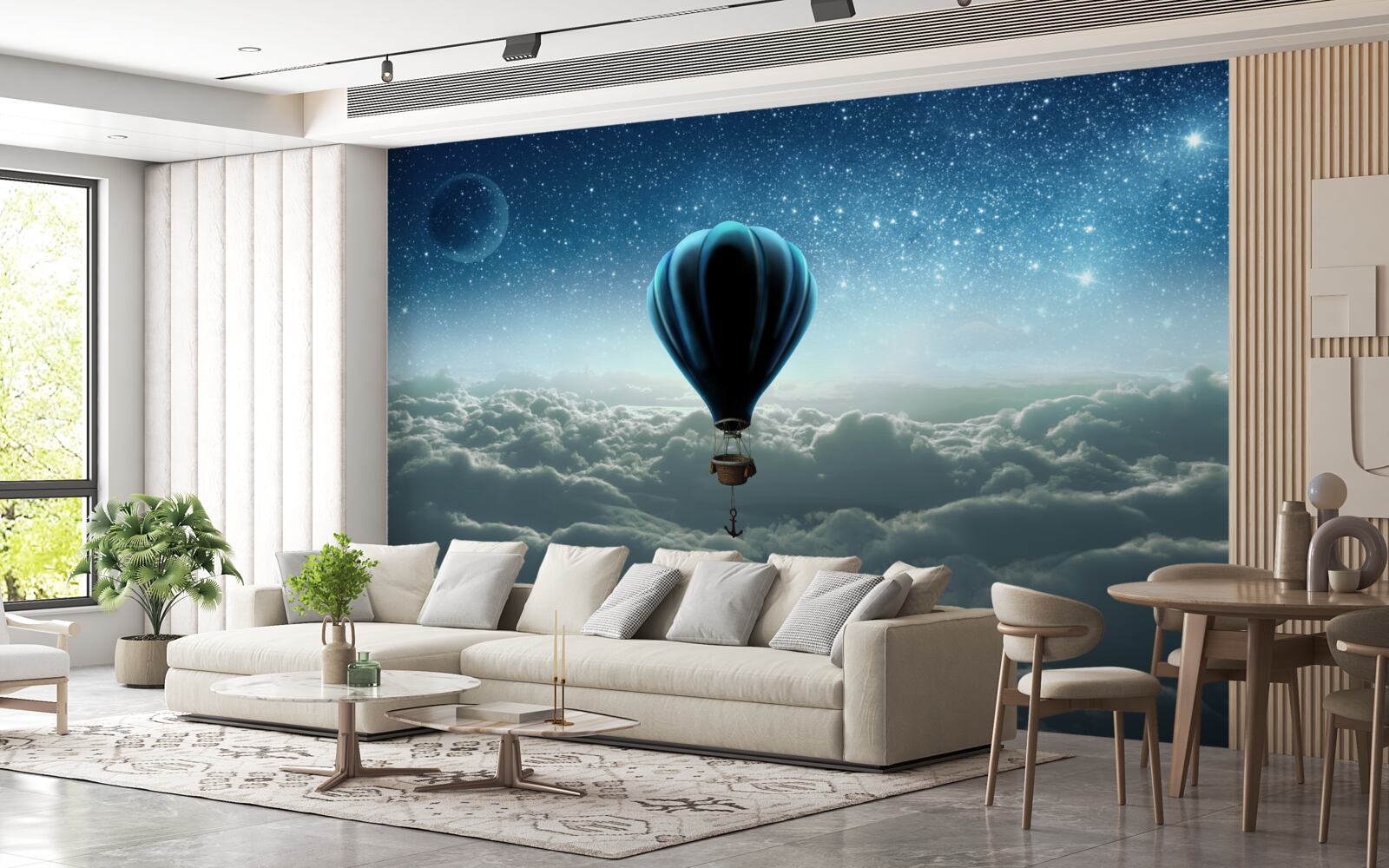 Papier peint dôme de ciel avec des étoiles sur un ballon