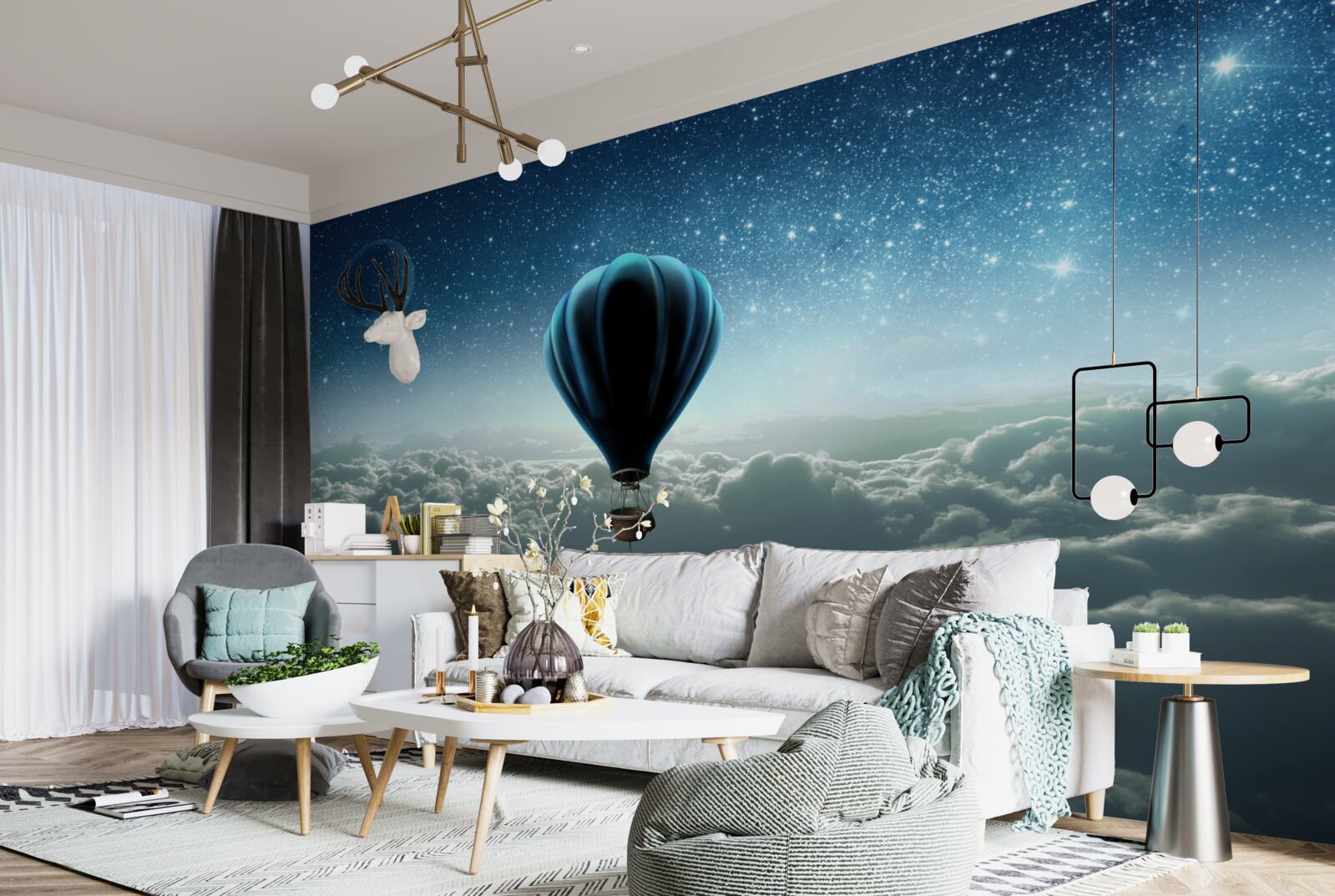 Papier peint dôme de ciel avec des étoiles sur un ballon