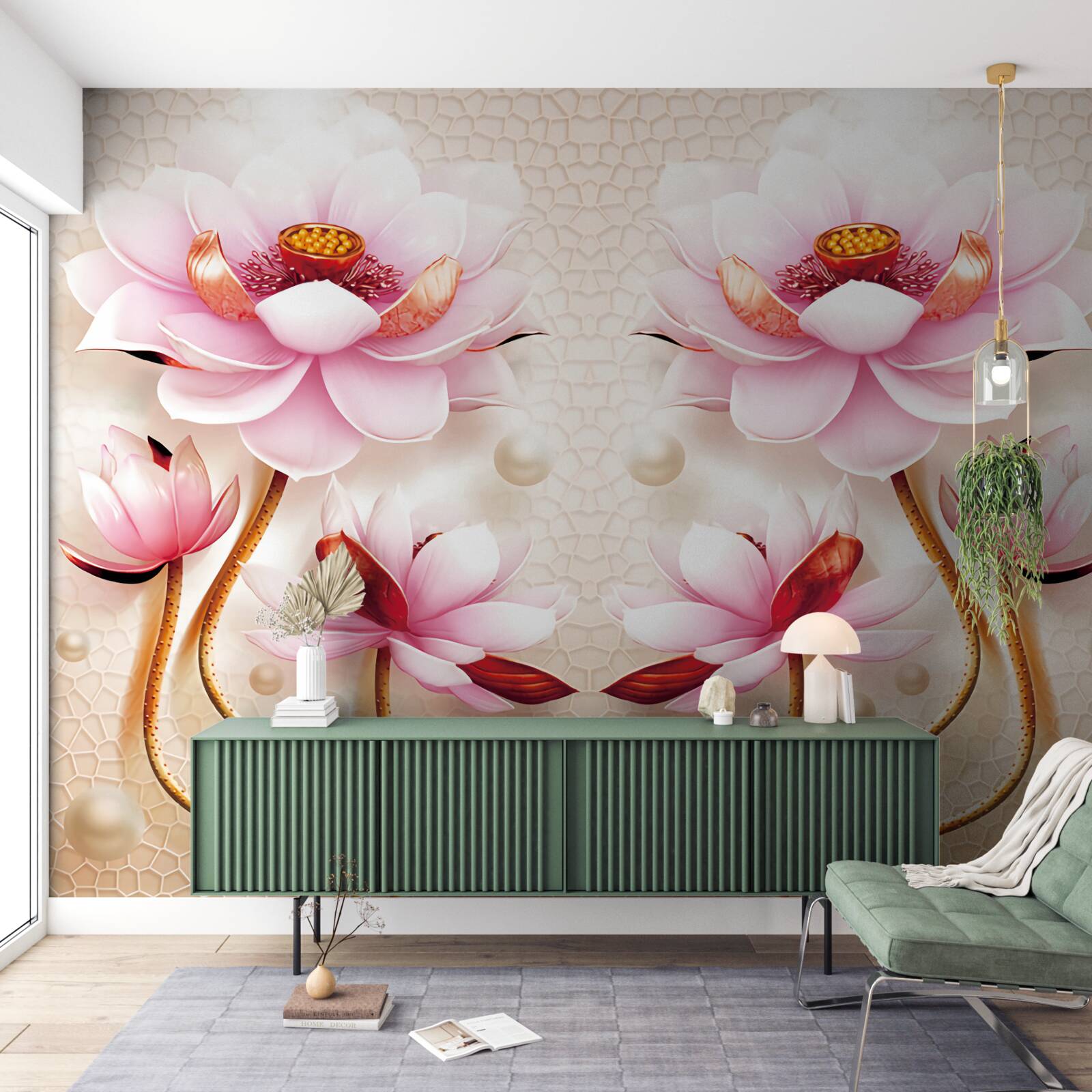 Papier peint habitants de la mer et plantes rares