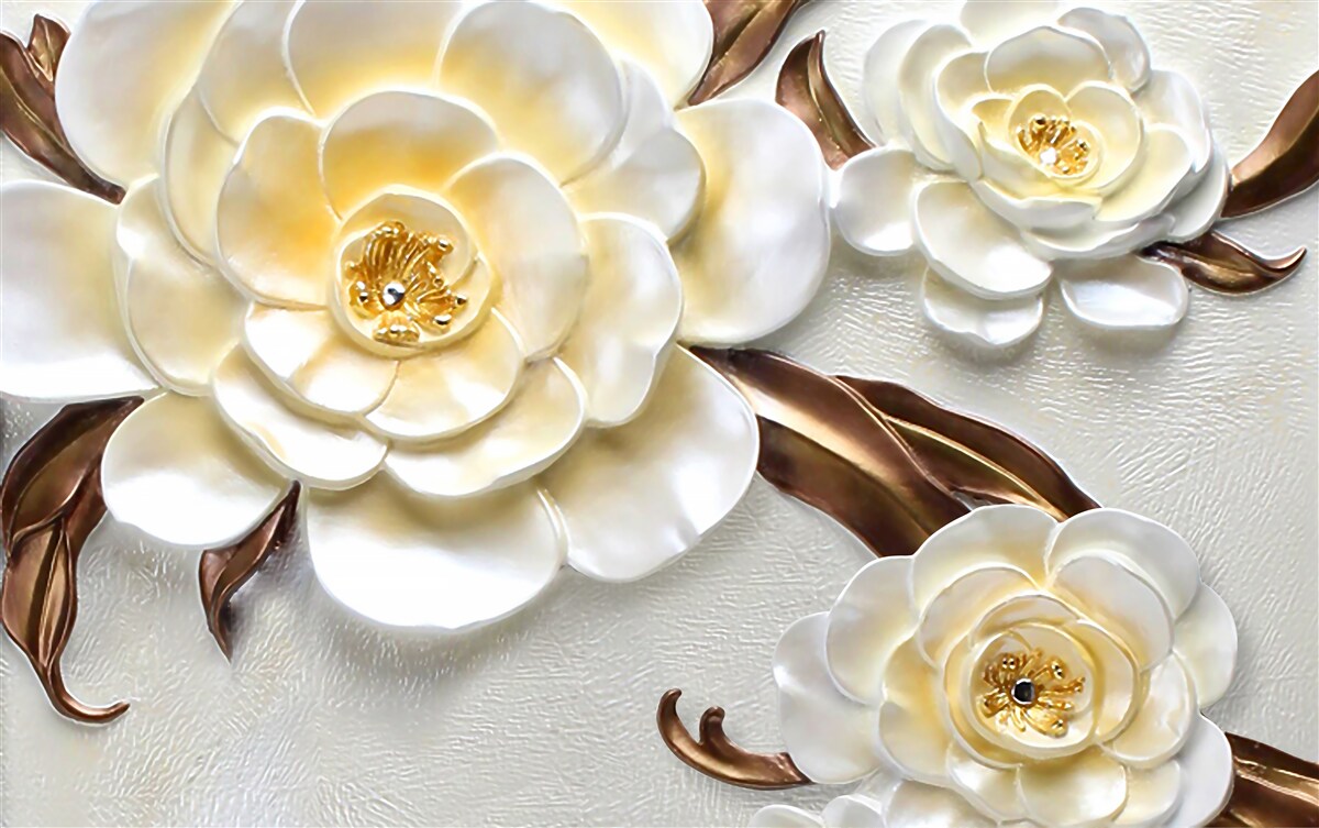 Papier peint magnolias à bourgeons blancs