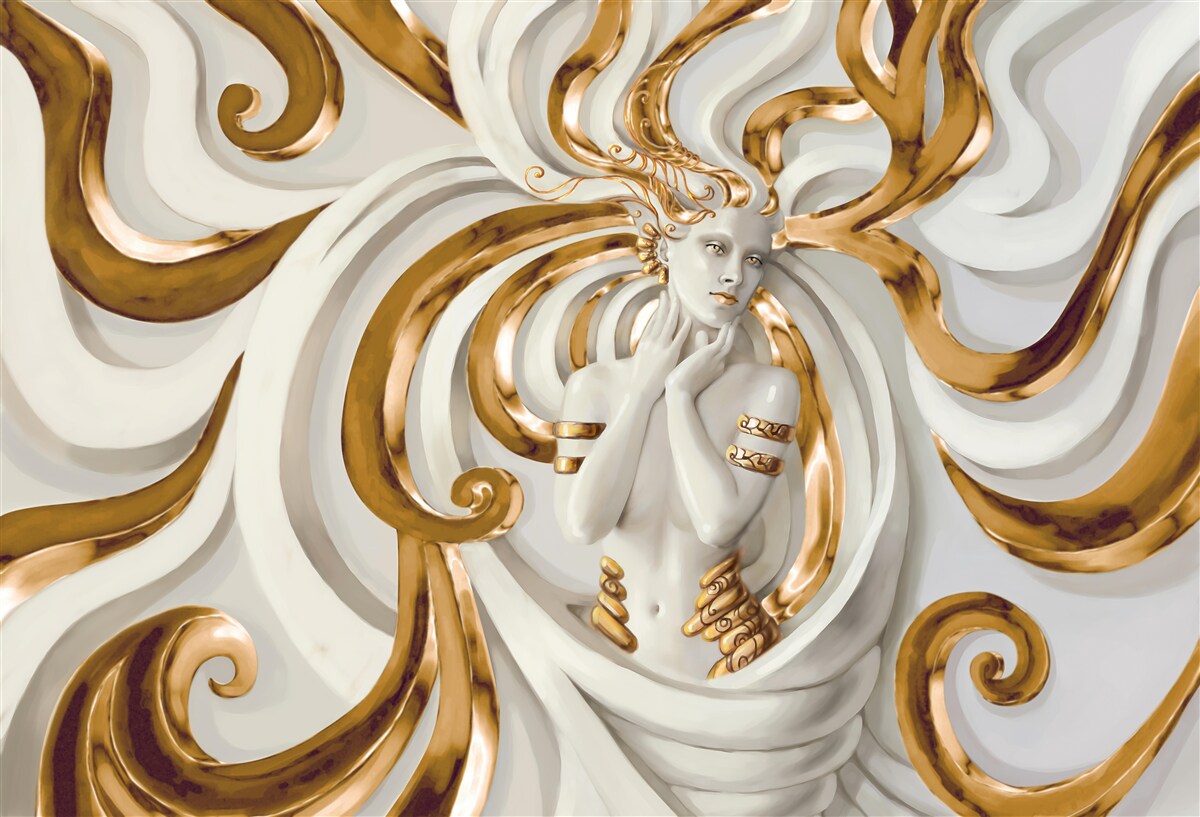 Papier peint dame aux cheveux d'or