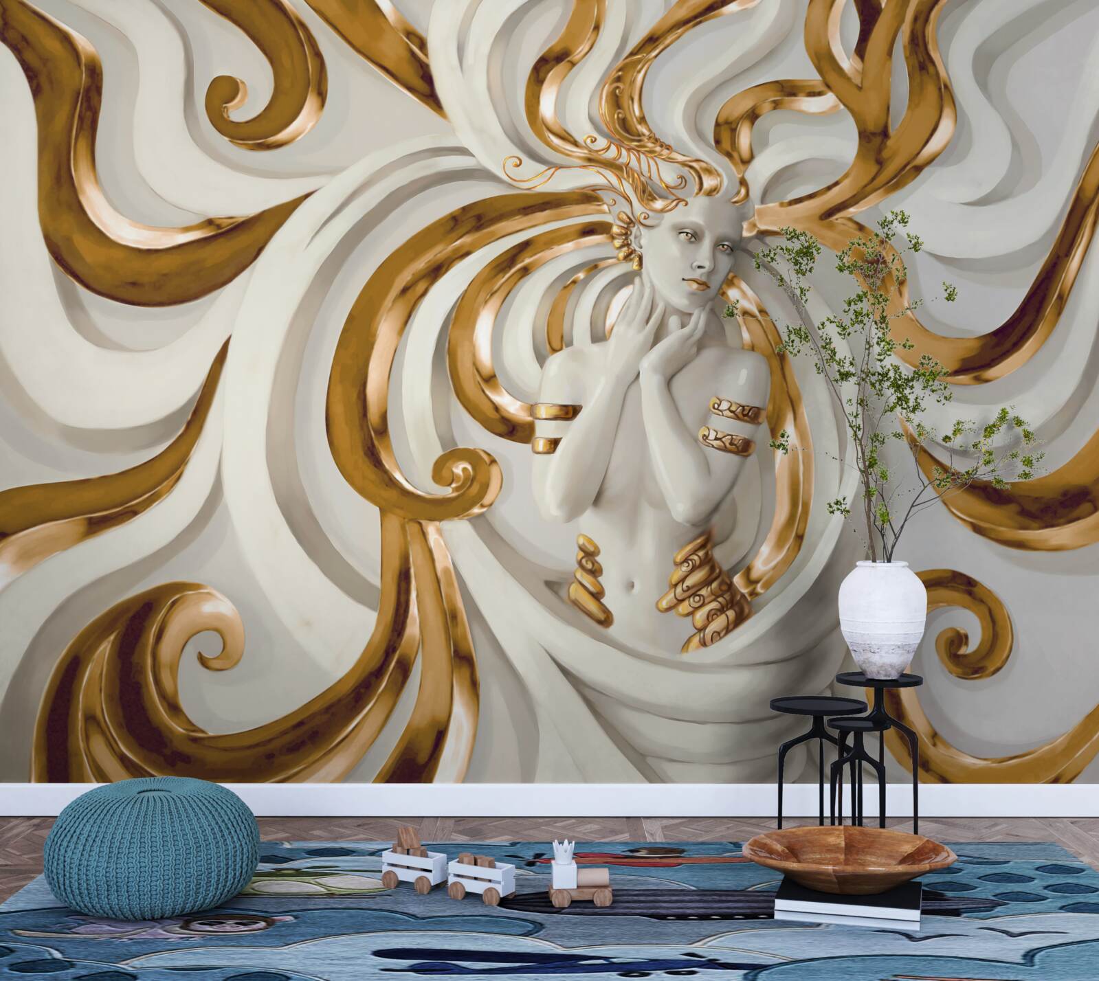 Papier peint dame aux cheveux d'or